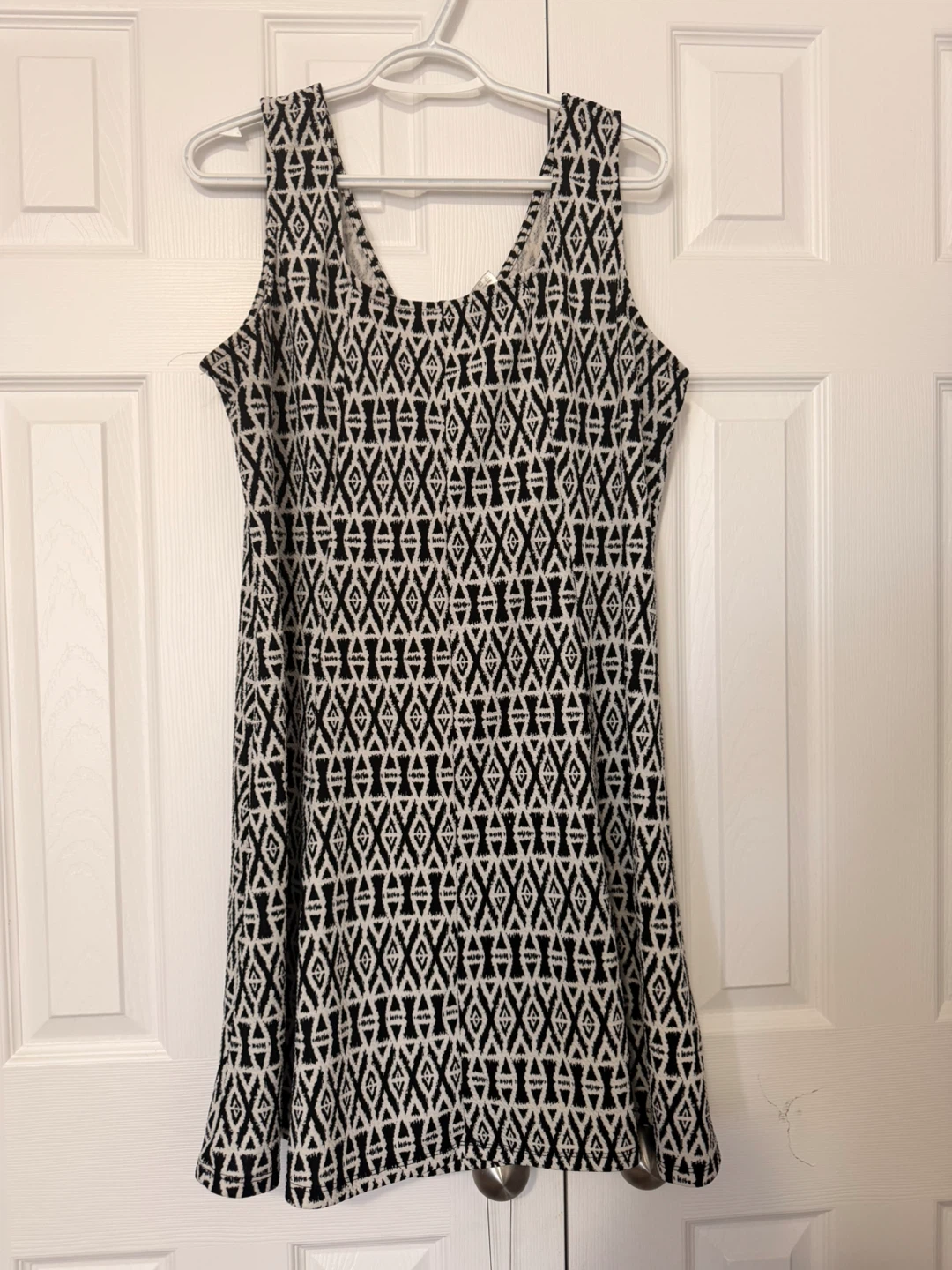 1X Black & White Geometric Print Dress