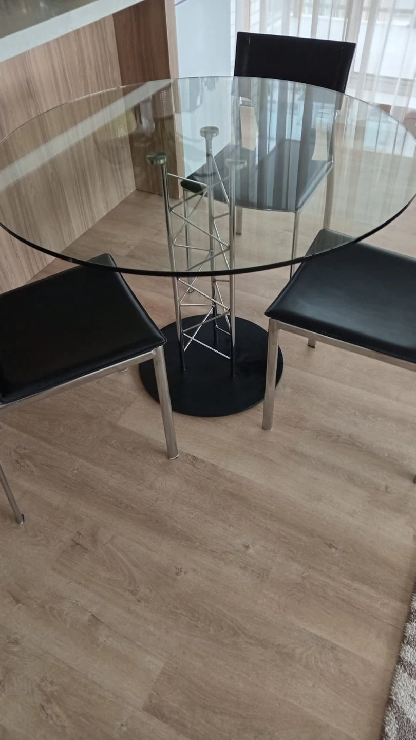 Glass Top Dining Table with Metal Base - photo 2