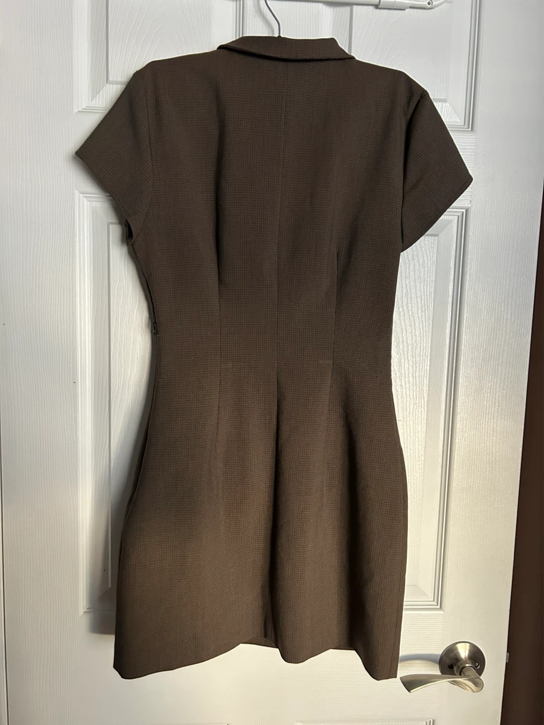 ZARA Brown Textured Short Sleeve Dress - photo 4