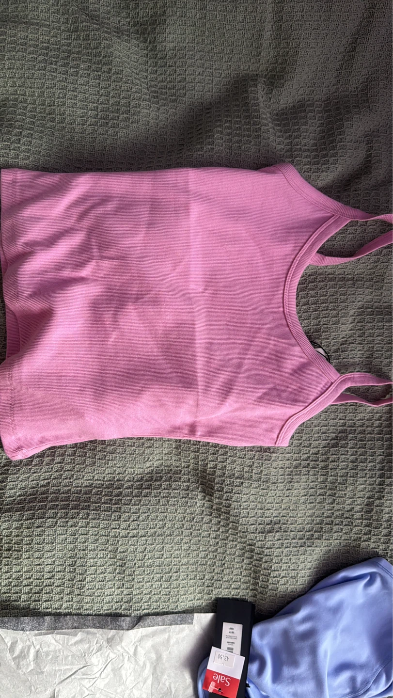 Aritzia Pink Ribbed Tank Top