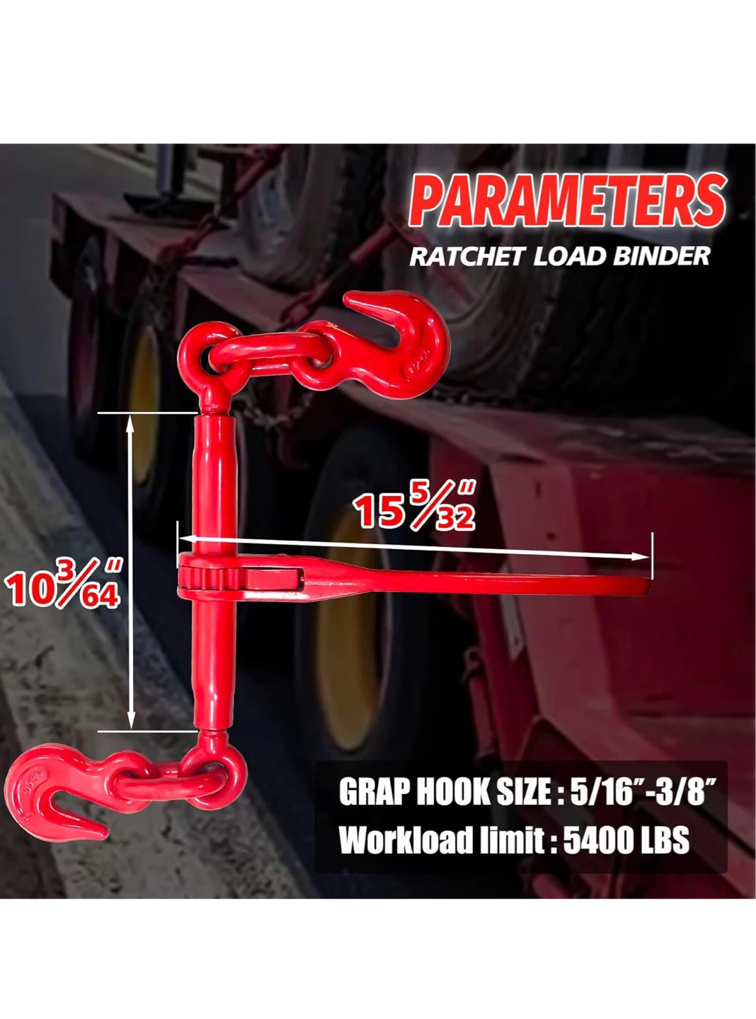 Ratchet Load Binder with 5/16"-3/8" Grab Hooks - photo 3