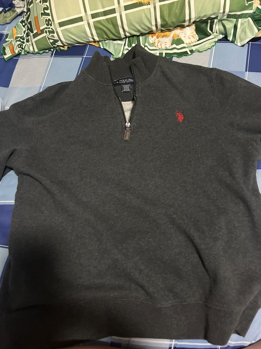 U.S. Polo Assn. Quater Zip Pullover - Charcoal Grey - XL