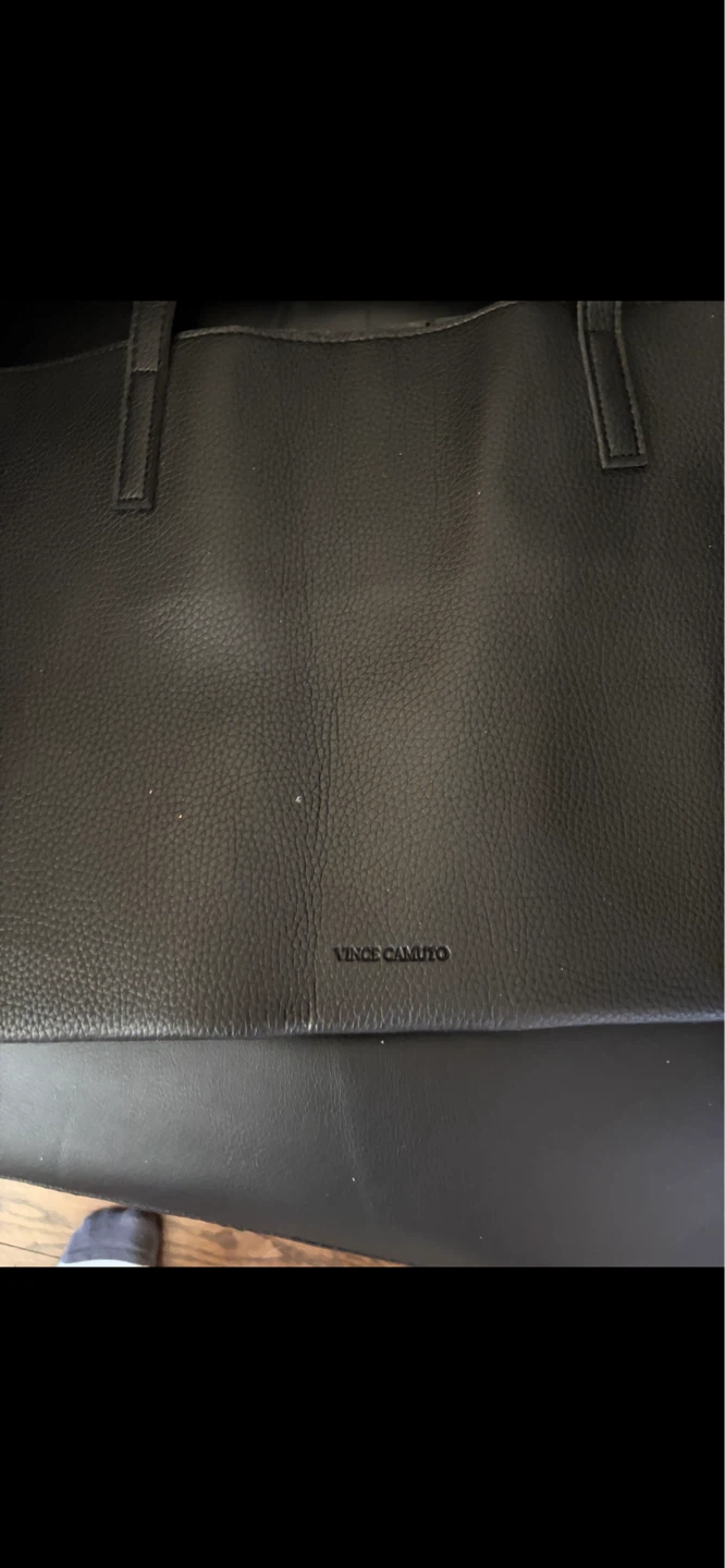 Vince Camuto Black Tote Bag with Grey Stripe