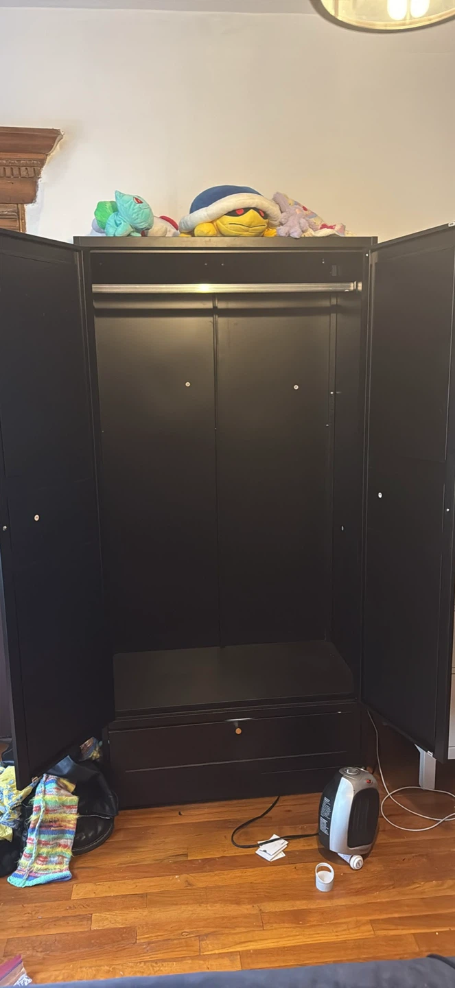 Black Double Door Wardrobe with Drawer - photo 4