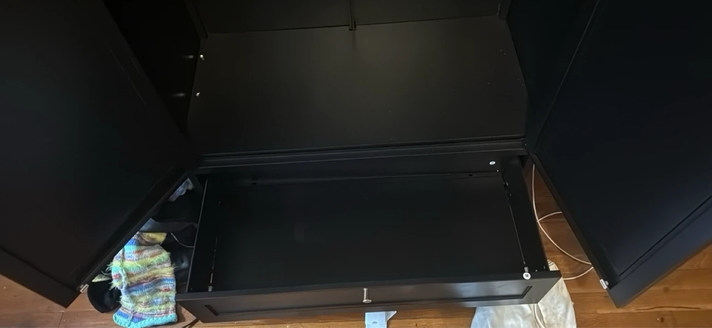 Black Double Door Wardrobe with Drawer - photo 3