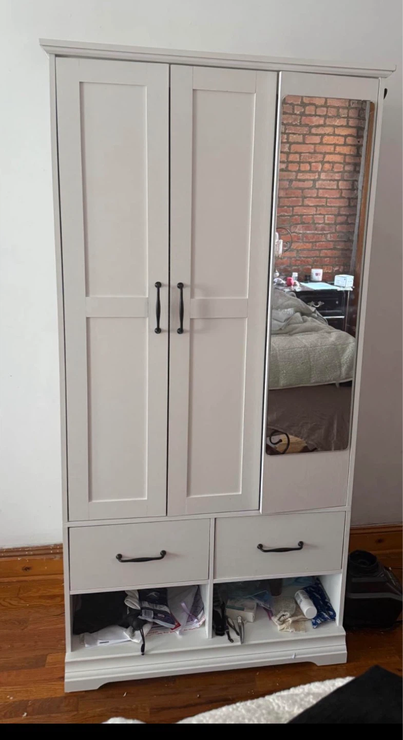 White Wardrobe with Mirror and Drawers