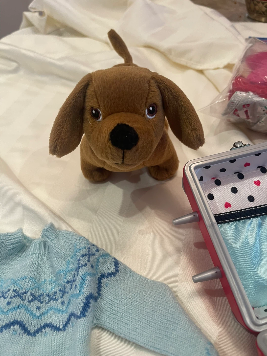 American Girl Doll Suitcase with Accessories and Dog - photo 3
