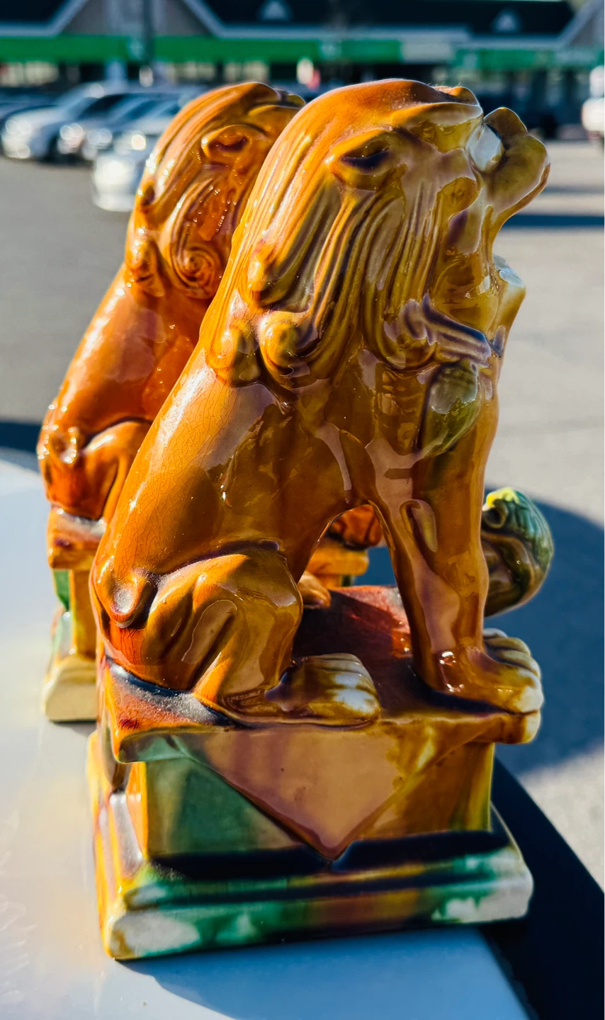 Pair of Ceramic Foo Dogs - photo 5