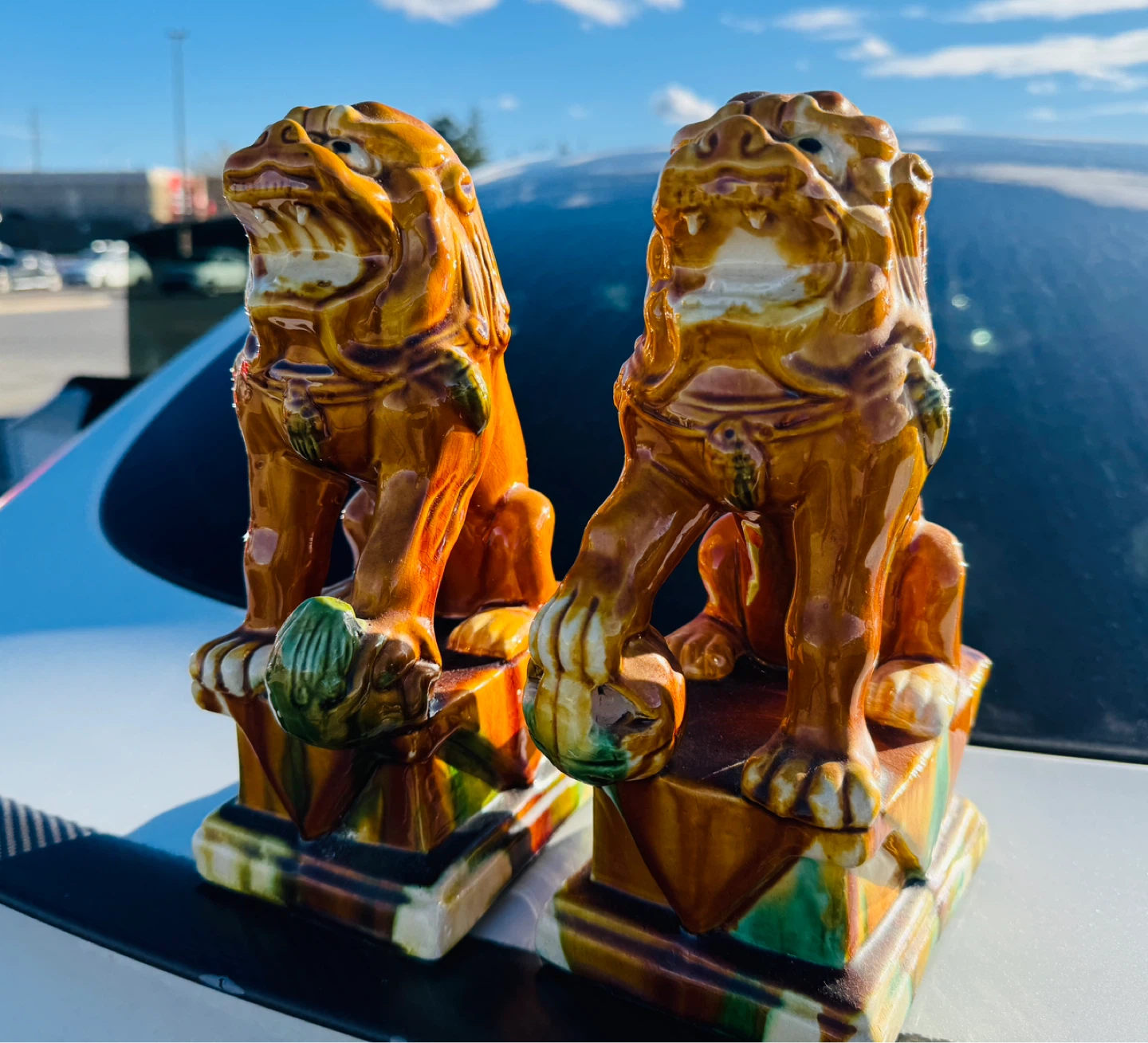 Pair of Ceramic Foo Dogs - photo 2