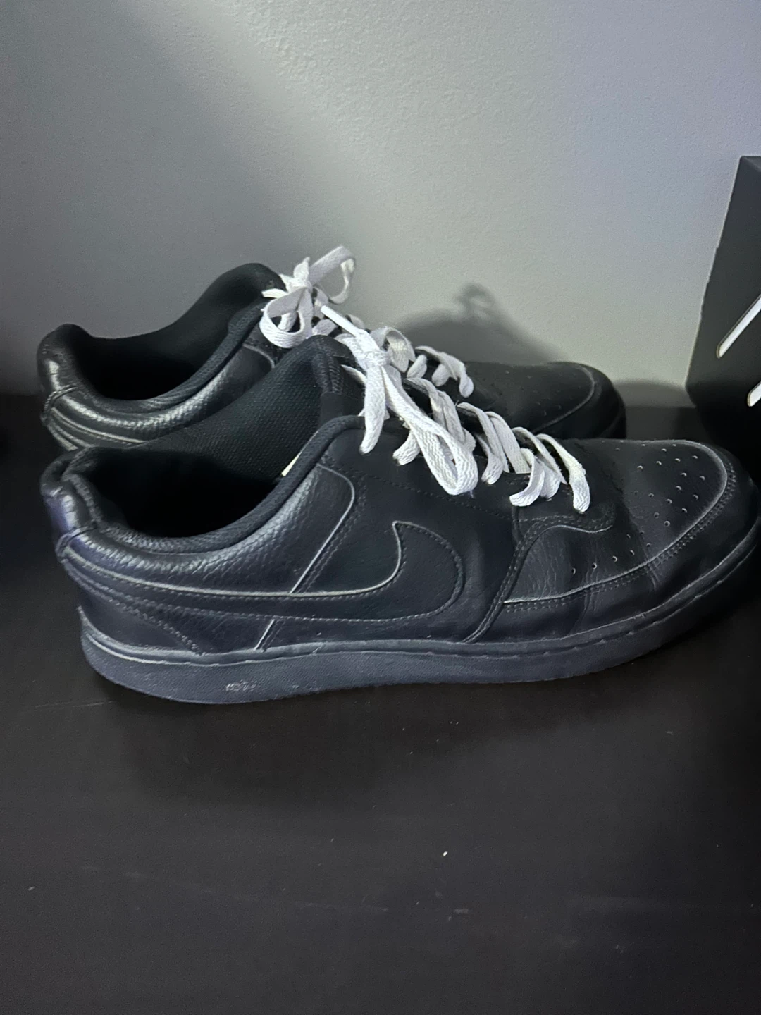 Nike Men's Black Leather Low Top Sneakers - photo 2