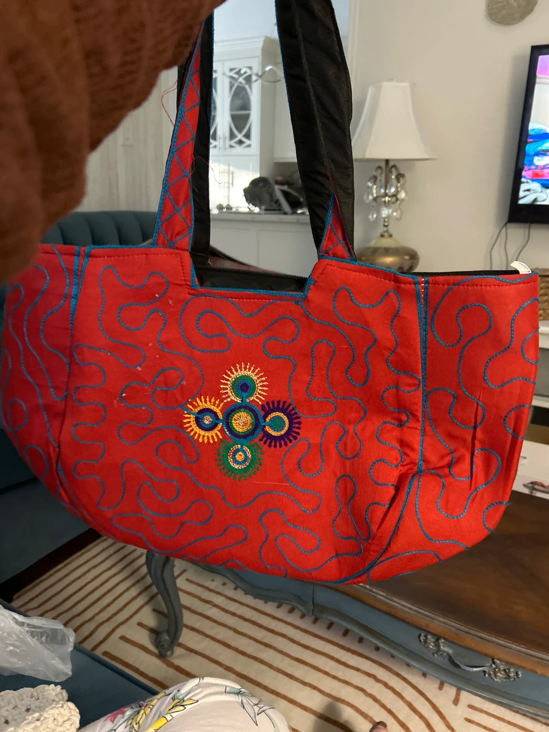 Embroidered Red Tote Bag - photo 3