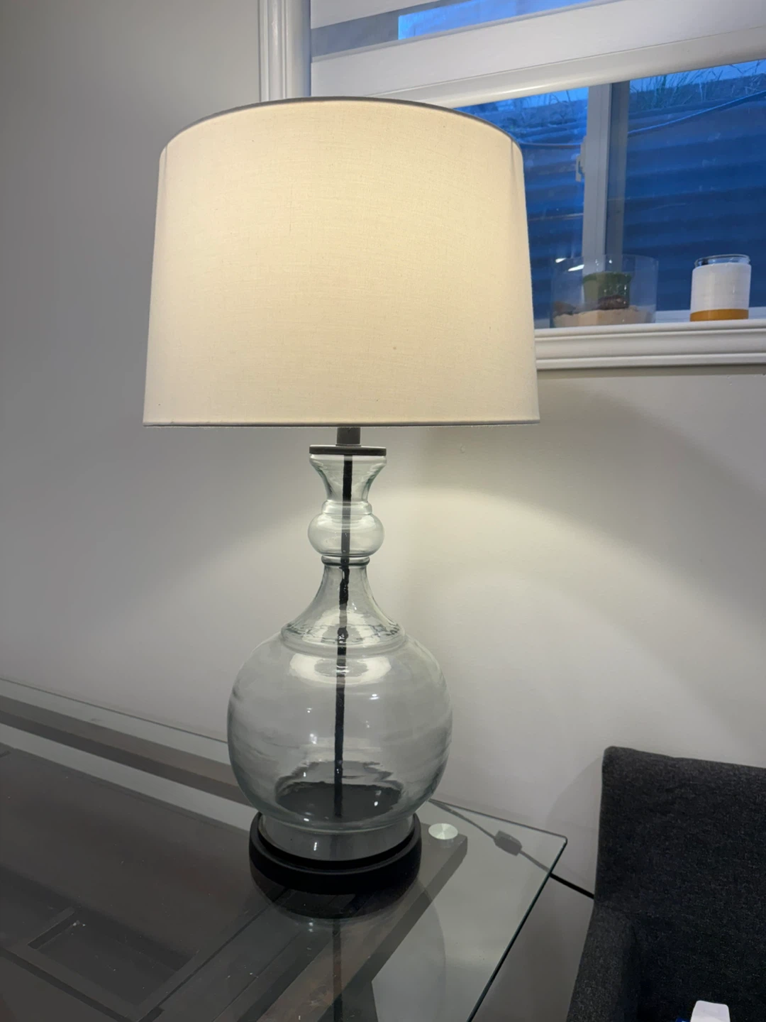 Glass Table Lamp with White Shade - photo 3