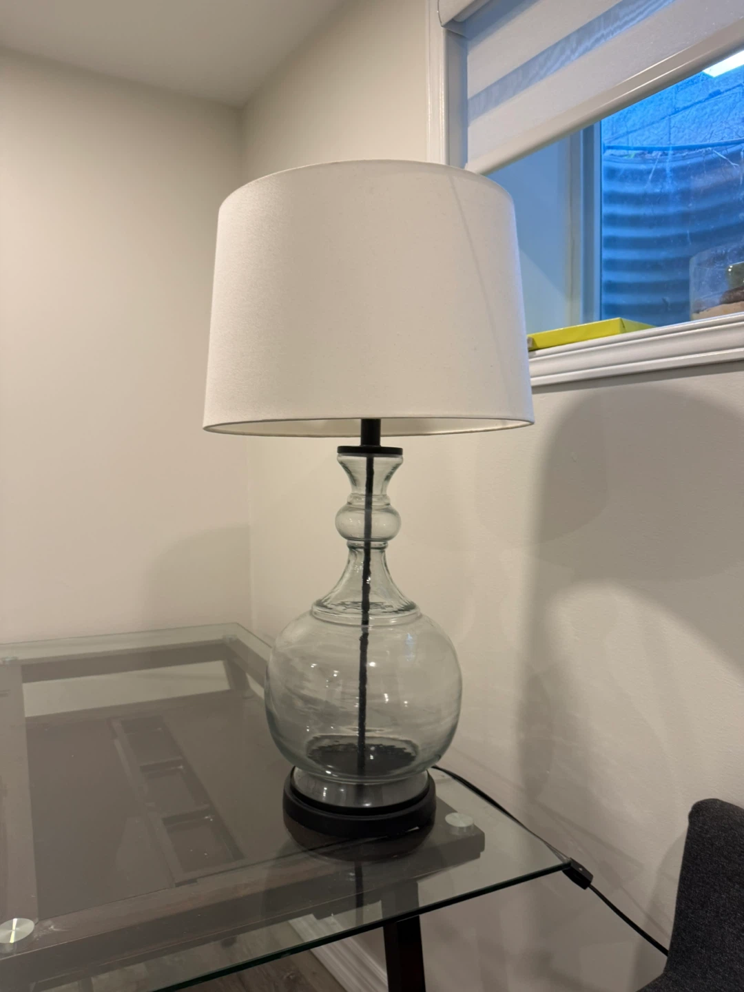Glass Table Lamp with White Shade