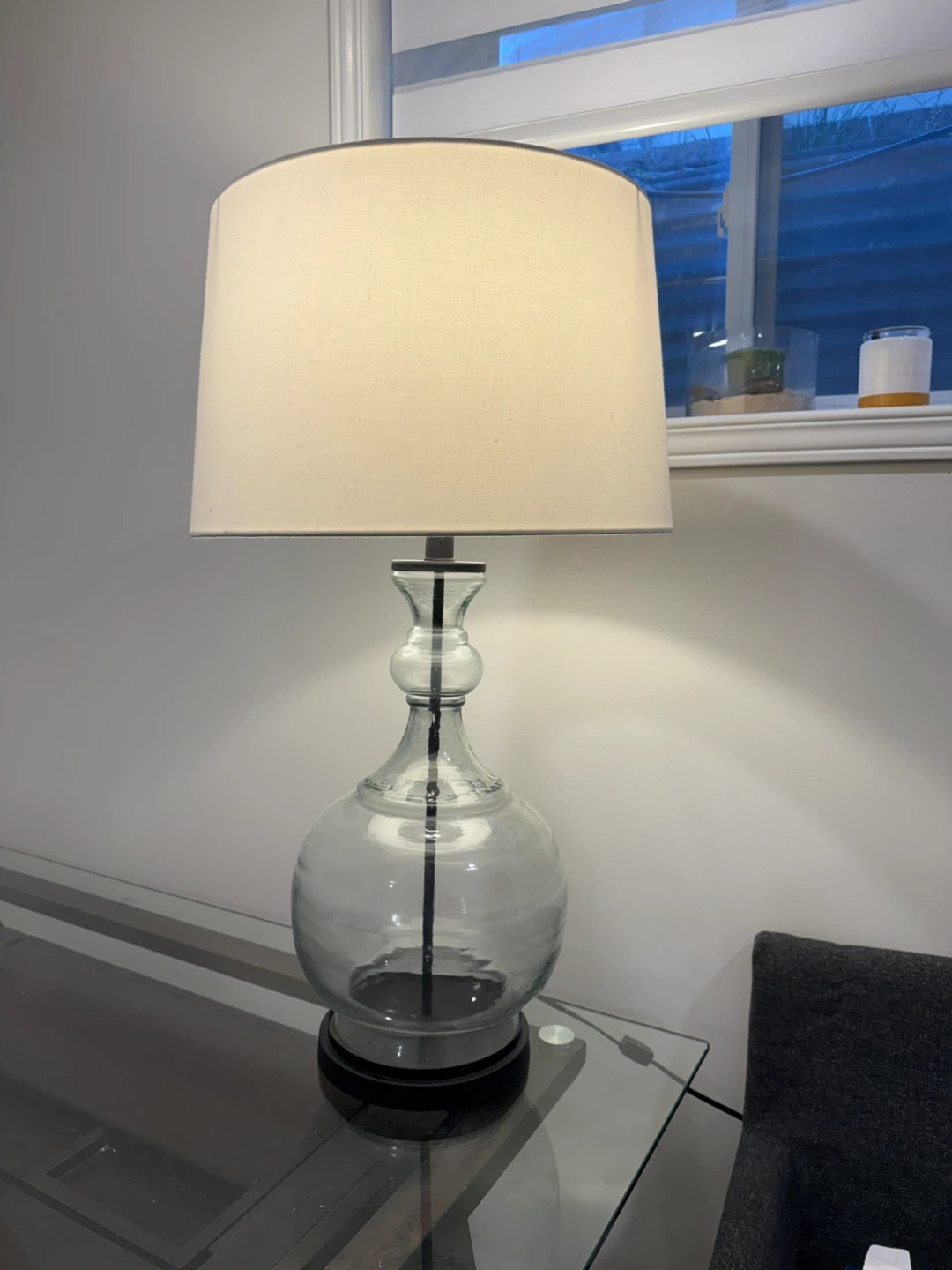 Glass Table Lamp with White Shade - photo 2