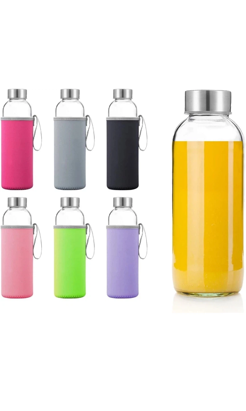Otis Classic Glass Water Bottles with Insulated Sleeves - 6 Pack