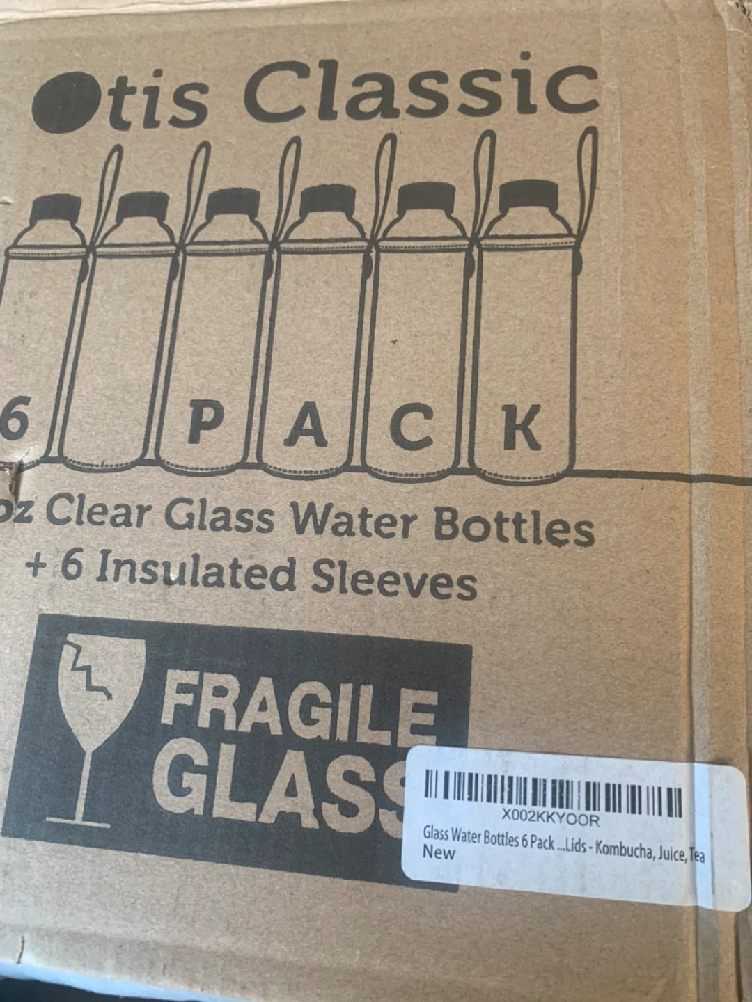 Otis Classic Glass Water Bottles with Insulated Sleeves - 6 Pack - photo 4