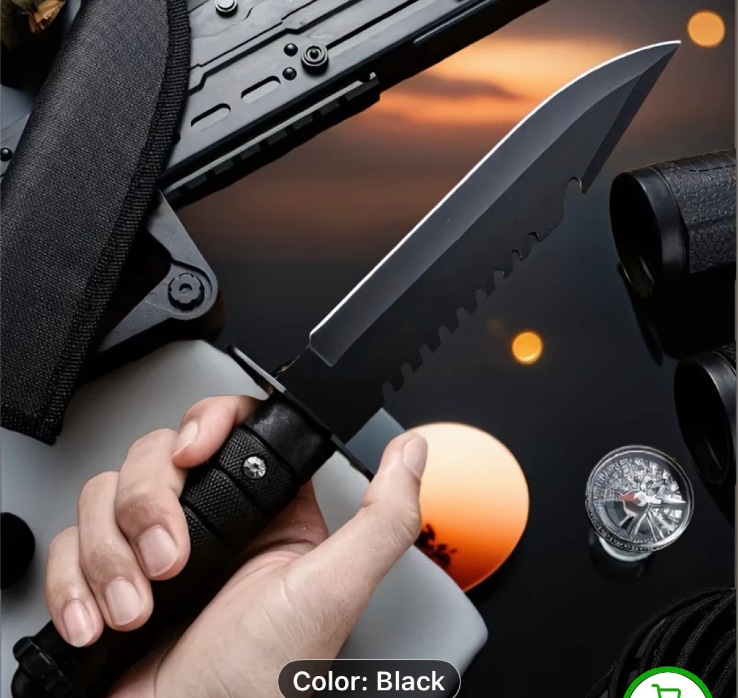 Black Portable Outdoor Straight Knife - photo 3