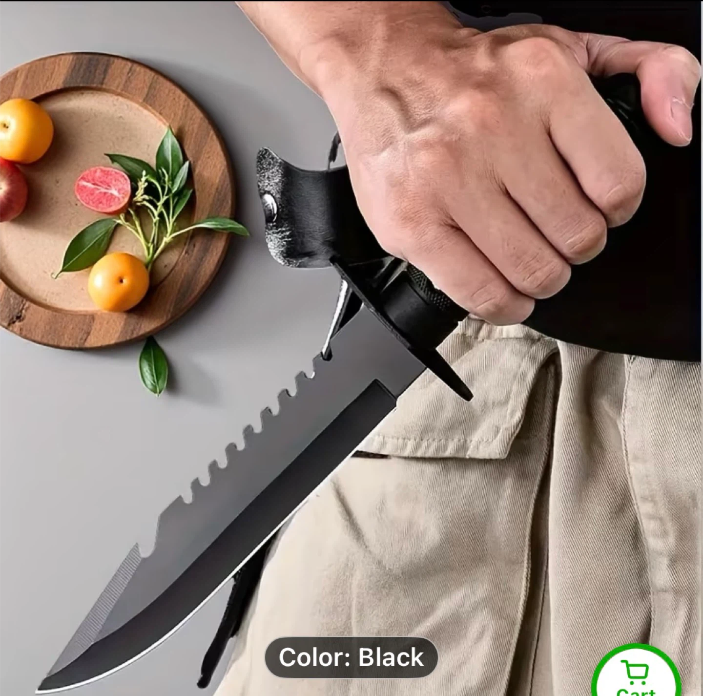 Black Portable Outdoor Straight Knife
