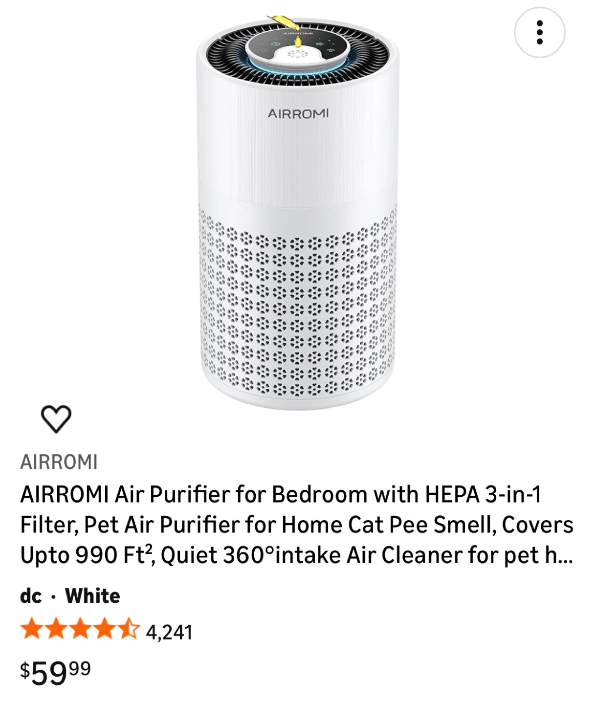 AIRROMI Air Purifier - White