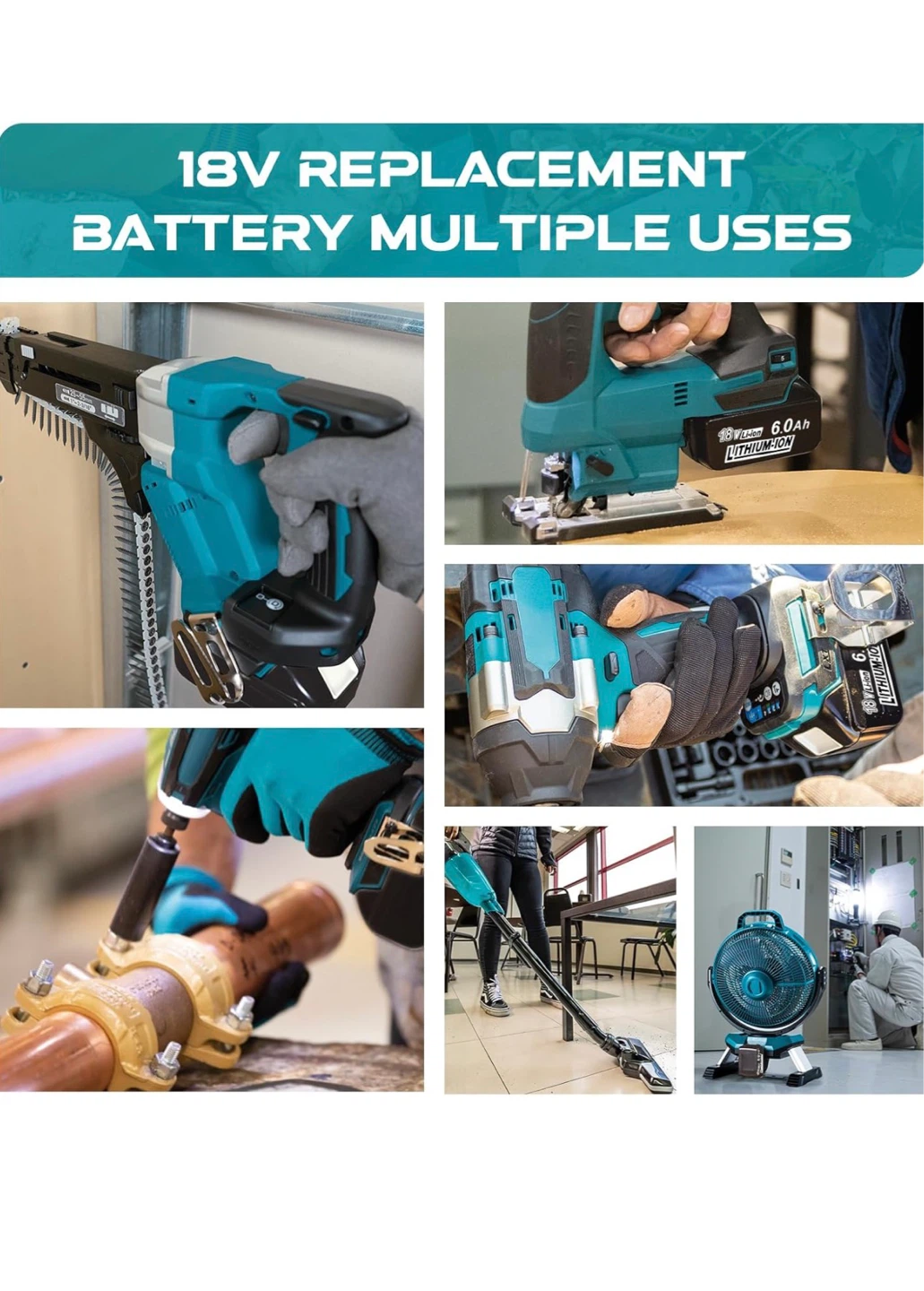 18V 6.0Ah Lithium-Ion Replacement Battery for Makita Tools - photo 4