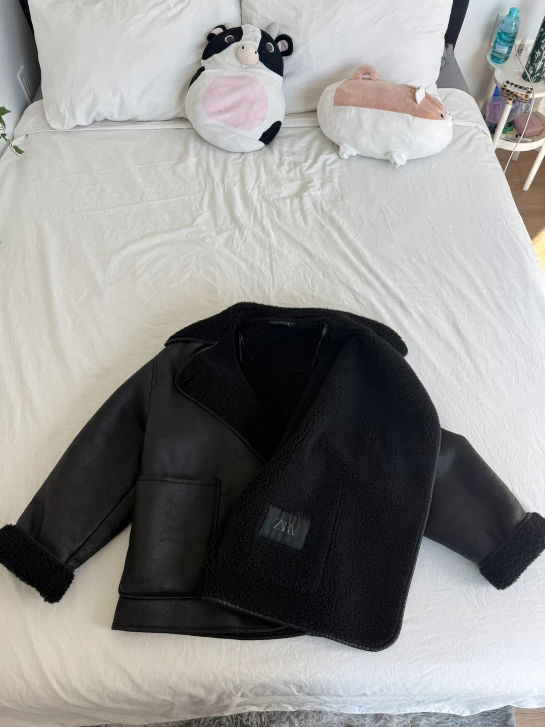 Zara Black Faux Leather Sherpa Lined Jacket - photo 4