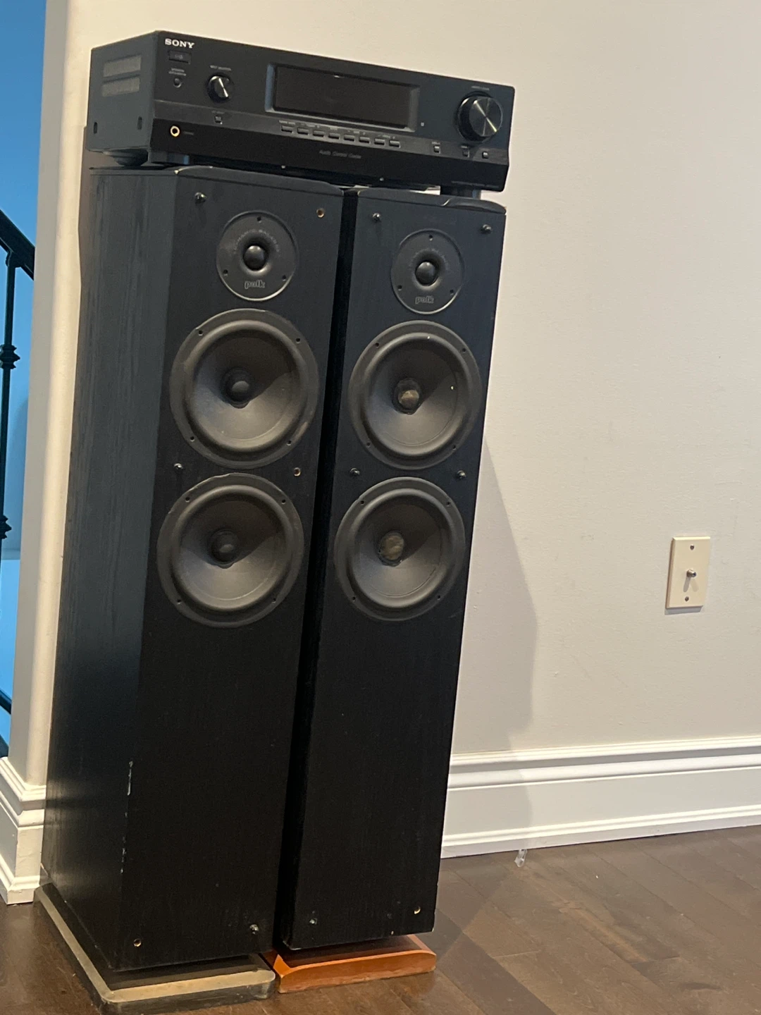 Polk Audio Tower Speakers and Sony Receiver