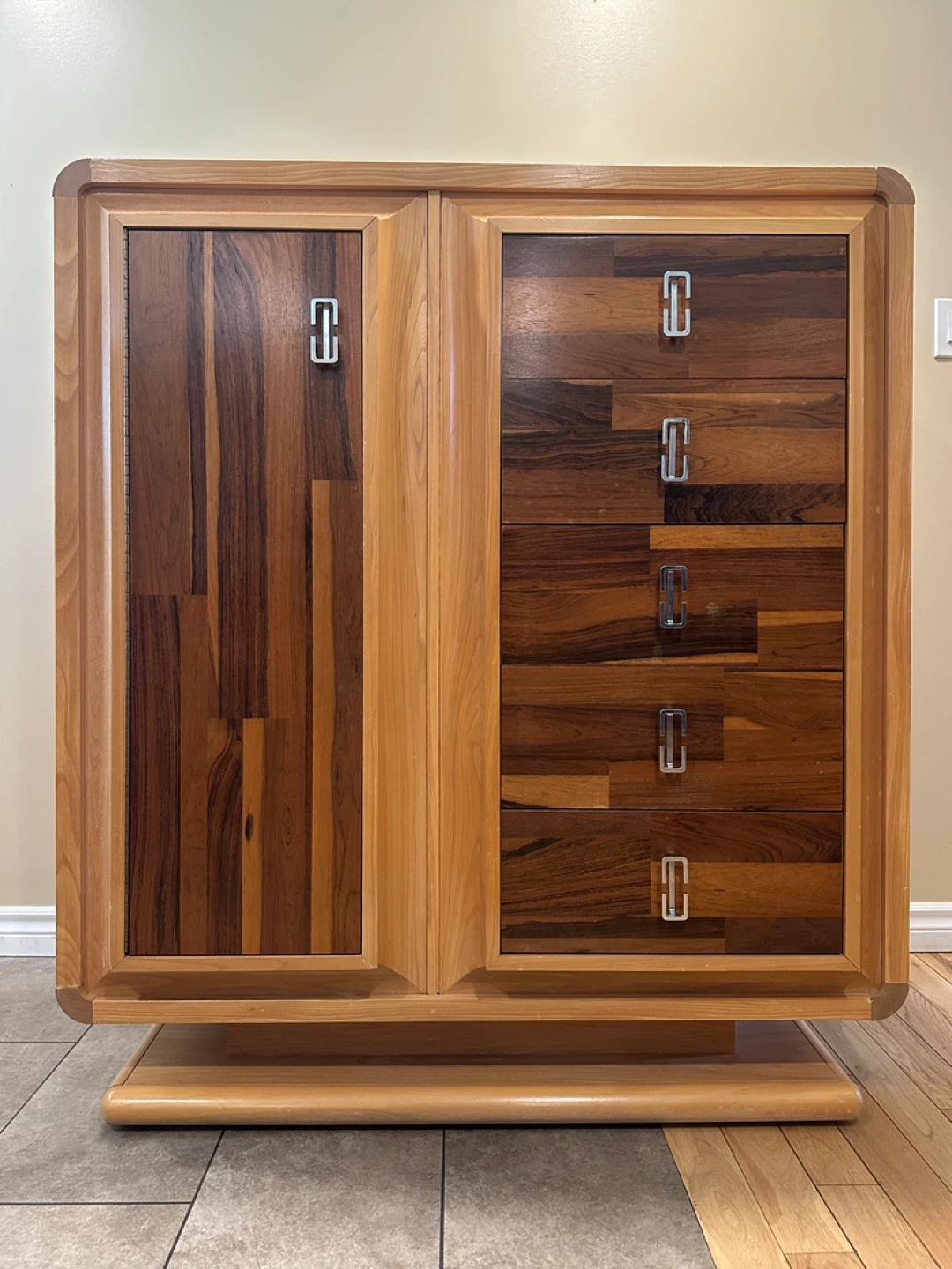 Vintage MCM Oak & Rosewood Chifforobe / Dresser (CAN DELIVER)