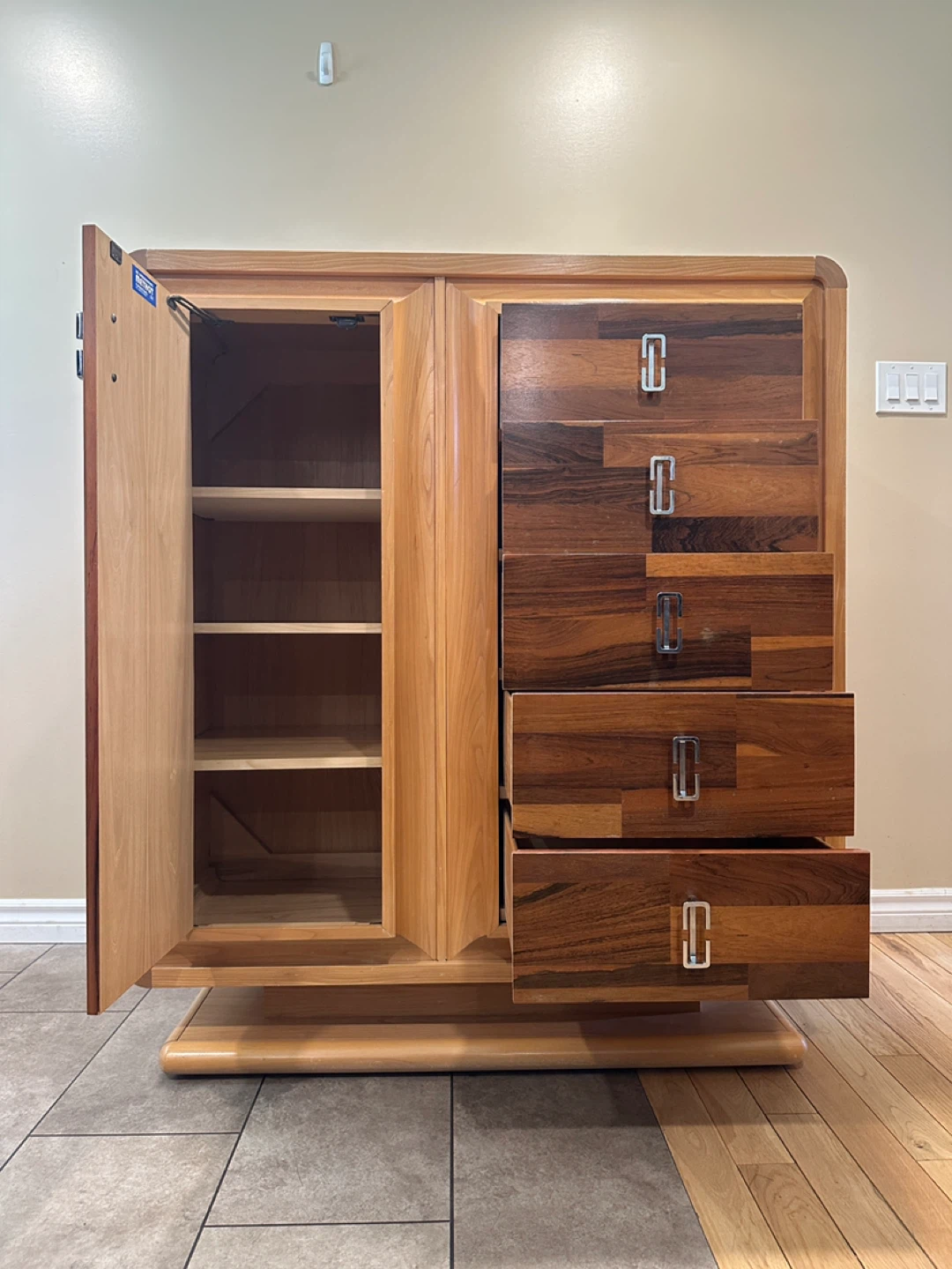 Vintage MCM Oak & Rosewood Chifforobe / Dresser (CAN DELIVER) - photo 2