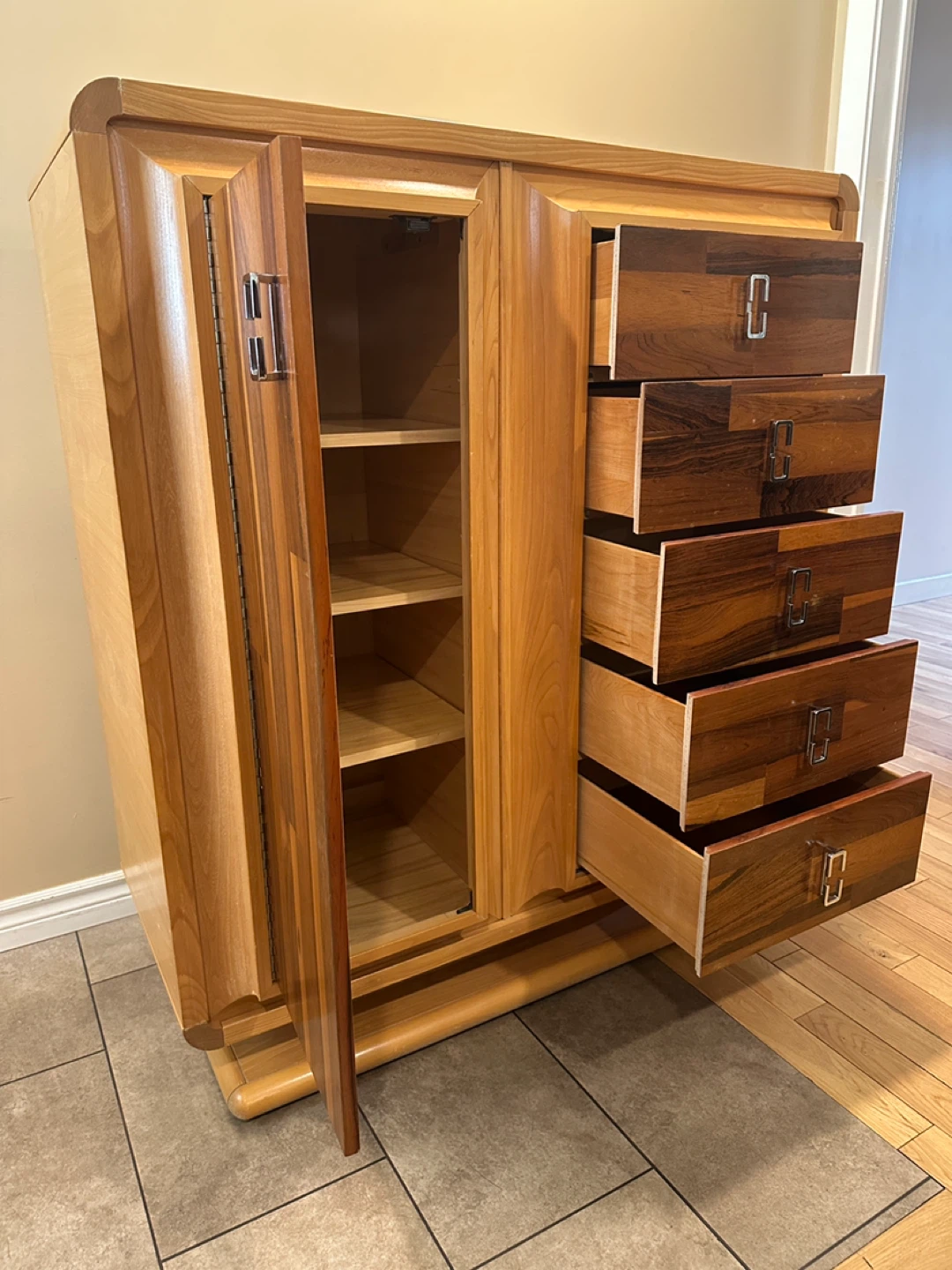 Vintage MCM Oak & Rosewood Chifforobe / Dresser (CAN DELIVER) - photo 4
