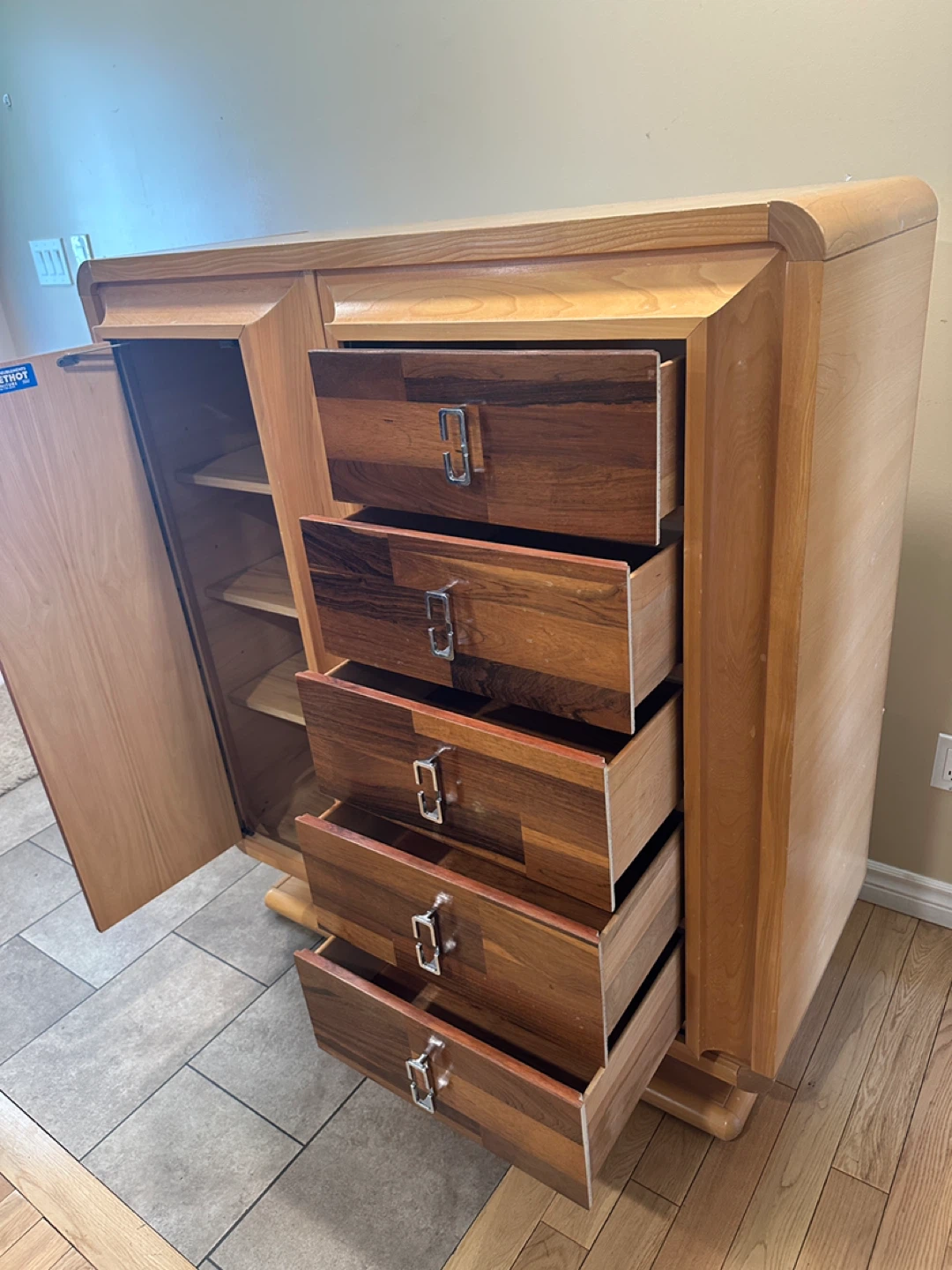 Vintage MCM Oak & Rosewood Chifforobe / Dresser (CAN DELIVER) - photo 5