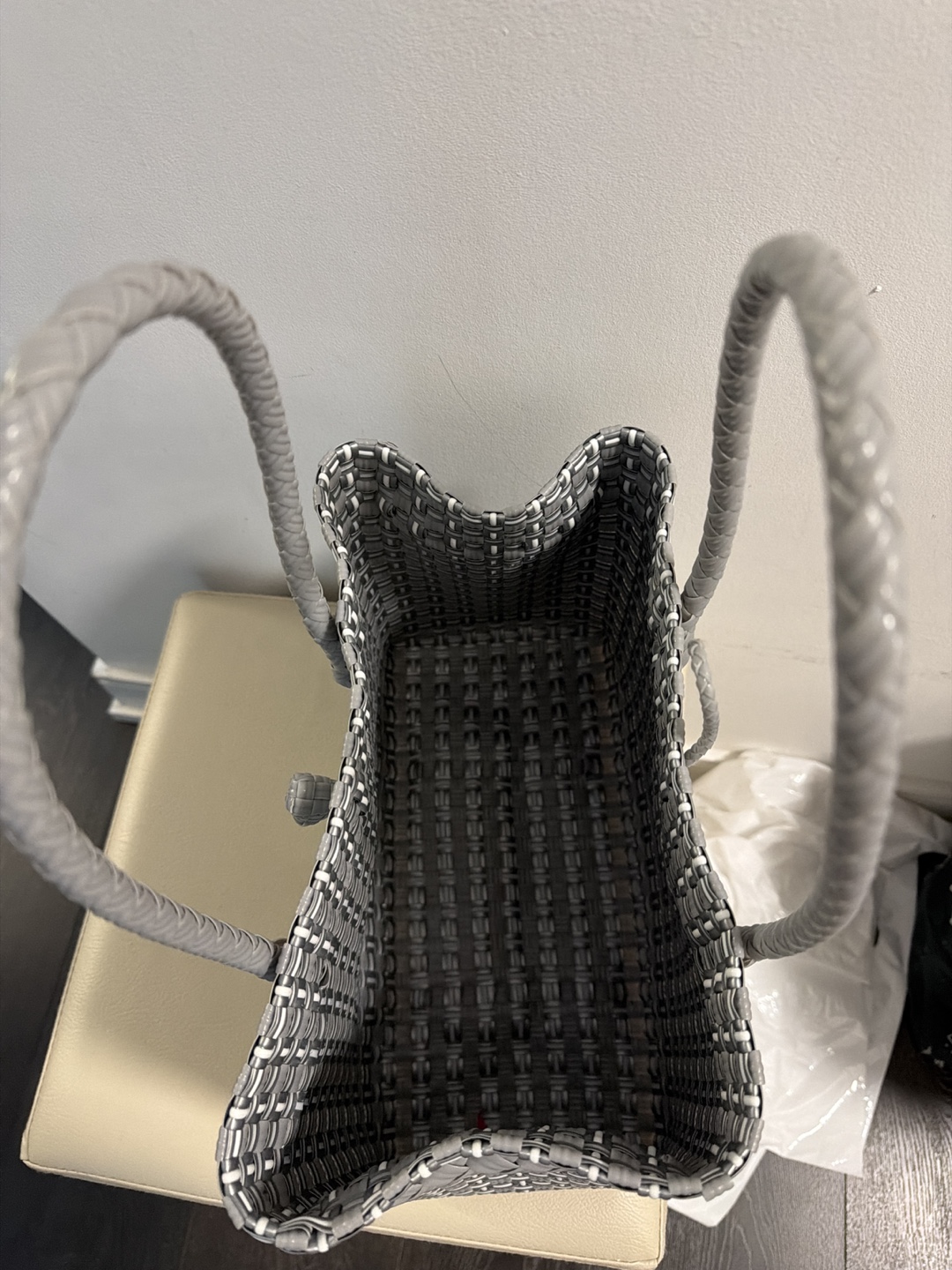 Grey Woven Tote Bag/ Shopping bag - photo 2
