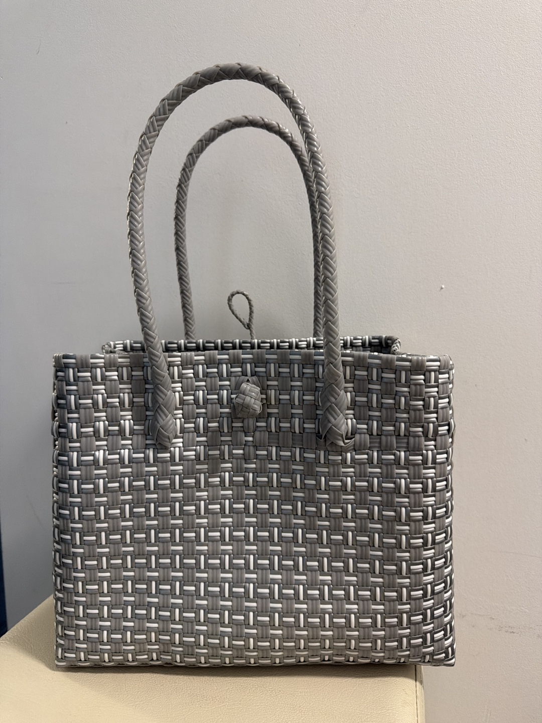 Grey Woven Tote Bag/ Shopping bag