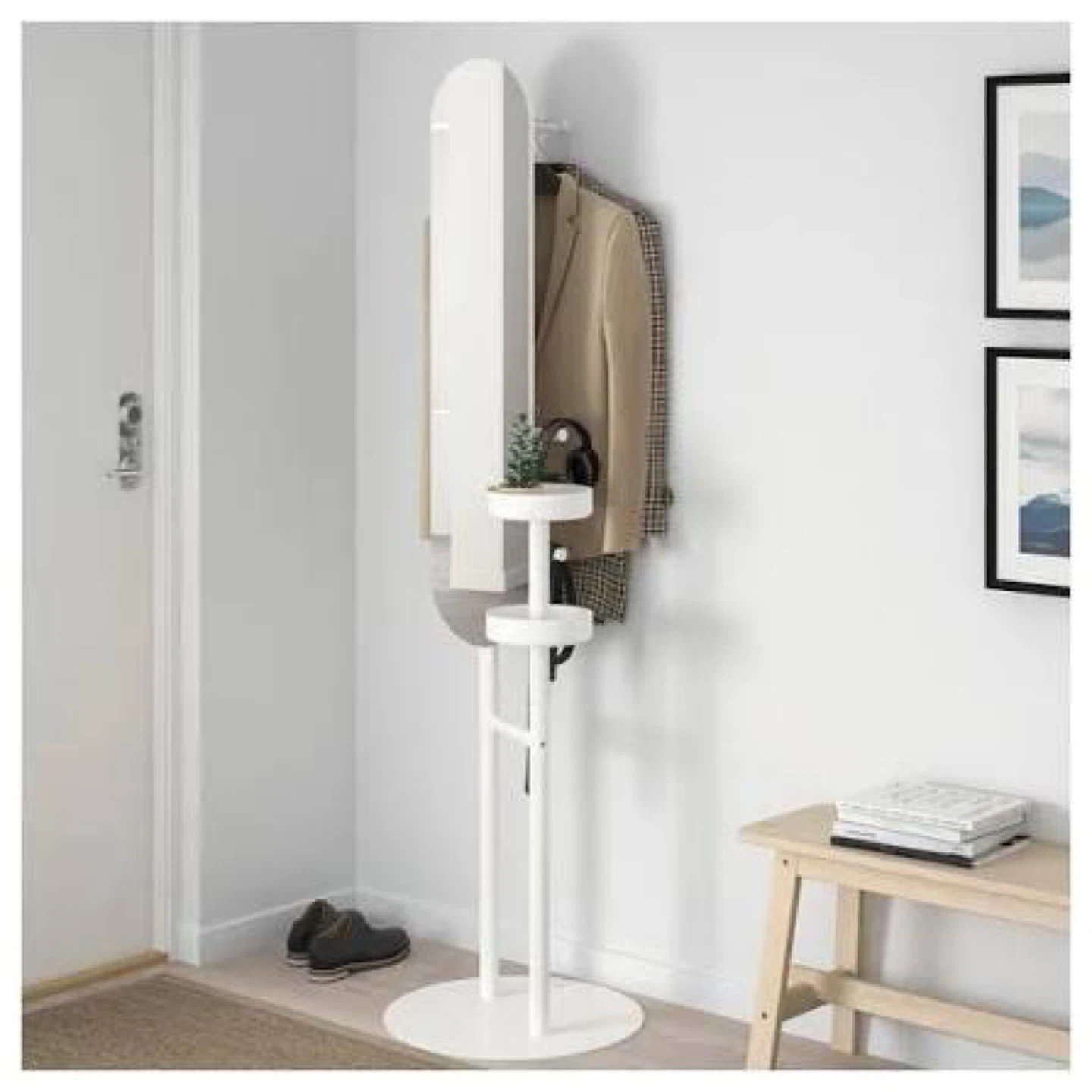 IKEA Lierskogen Valet Stand Mirror tray hook hanger