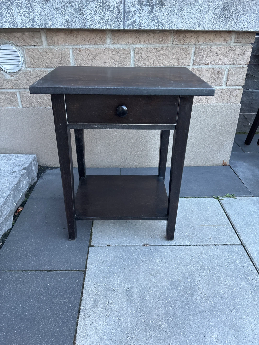 Dark Wood End Table with Drawer