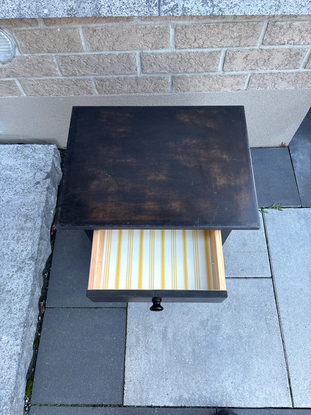 Dark Wood End Table with Drawer - photo 2
