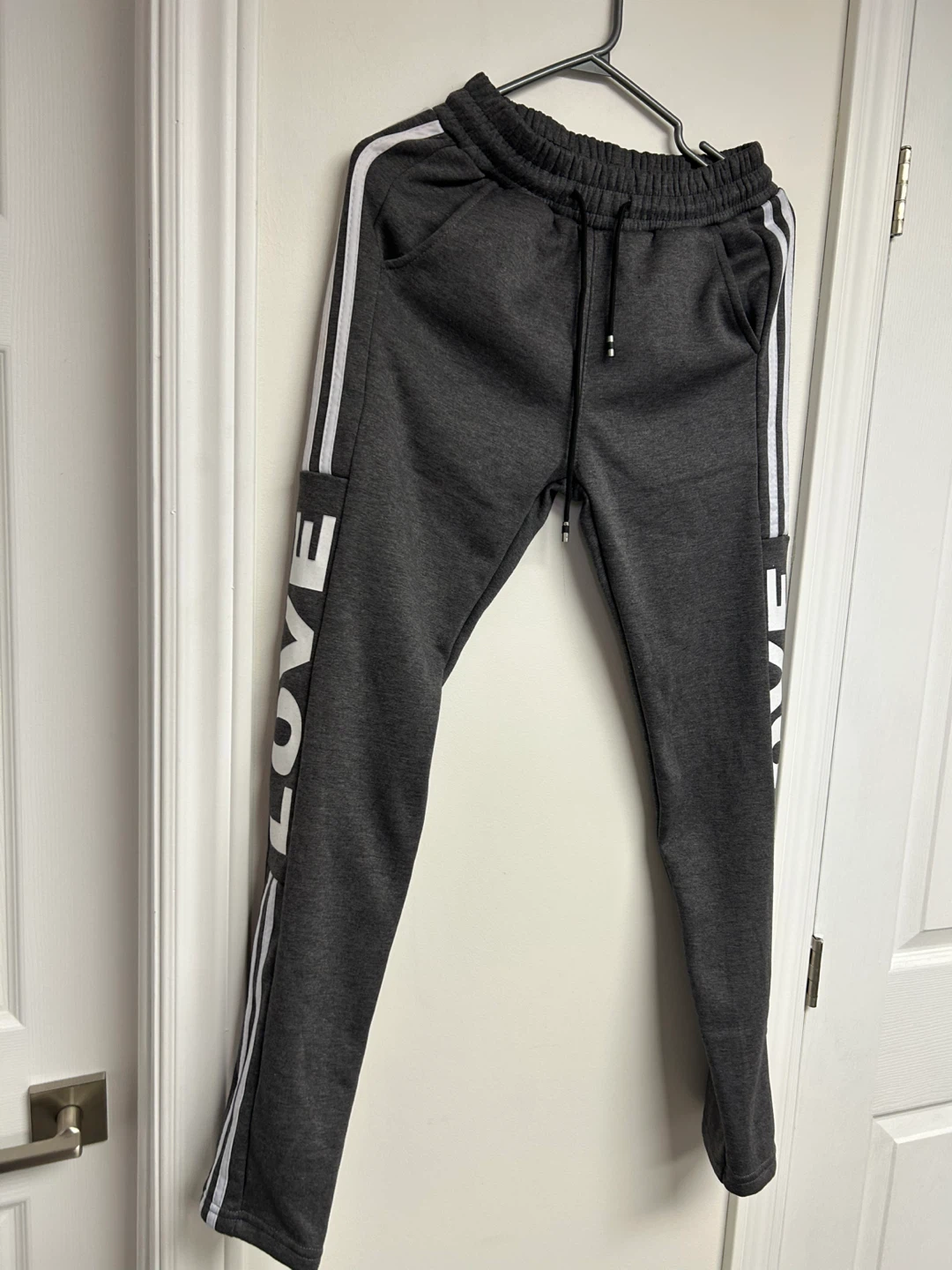 Grey Sweatpants with "LOVE" Graphic - Size S/M - photo 3
