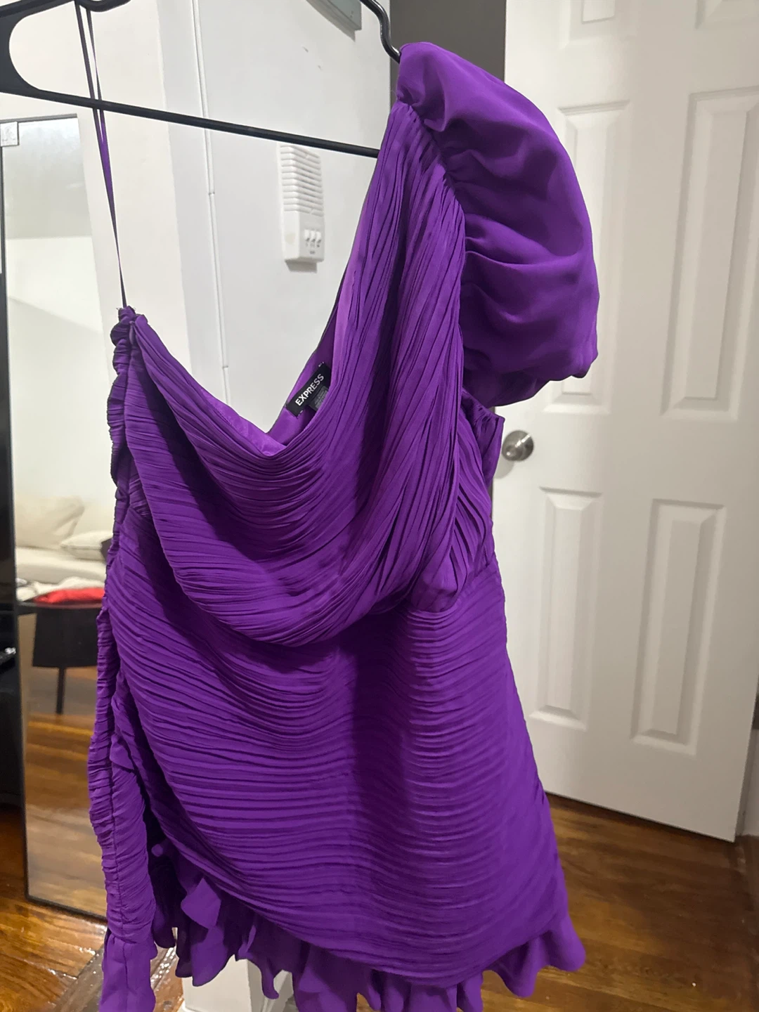 Express Purple One-Shoulder Ruched Dress