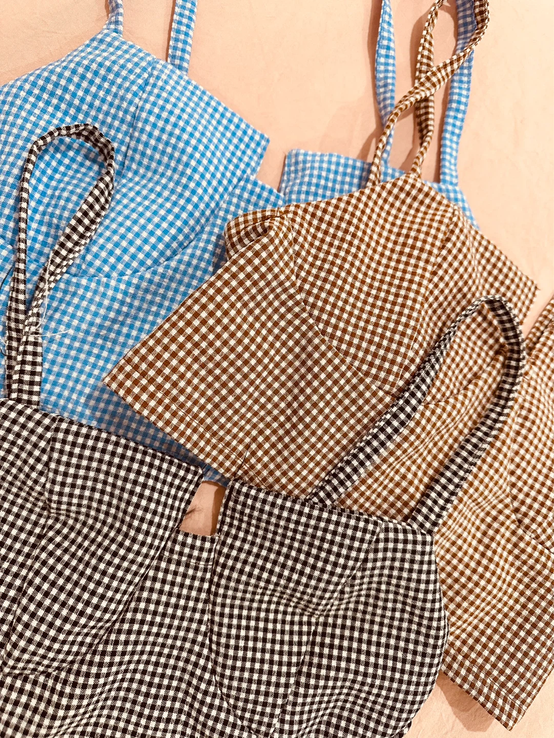 Gingham Print Crop Tops - Set of 3 - photo 2