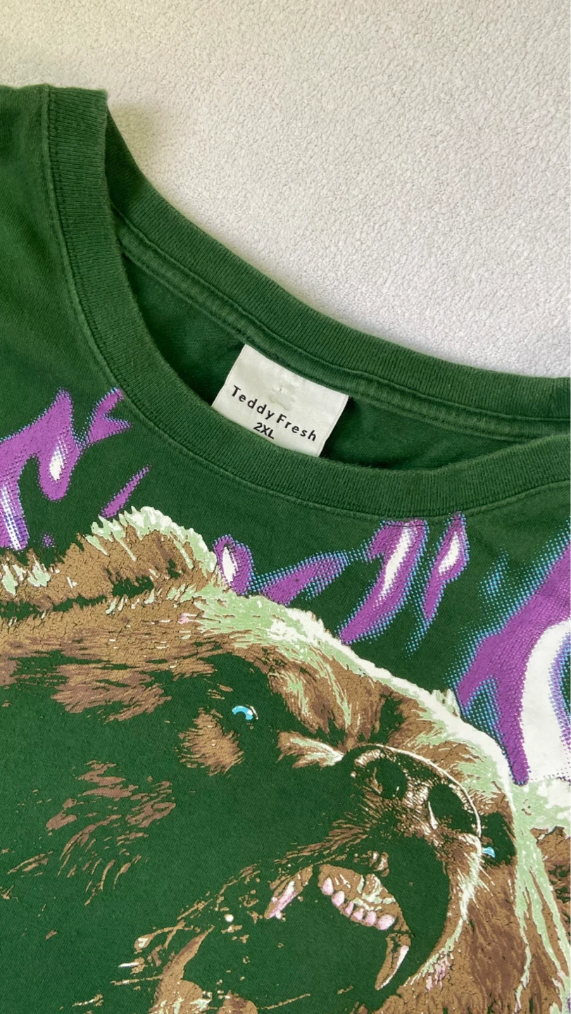Teddy Fresh Green Bear Flame Graphic T-Shirt 2XL - photo 3