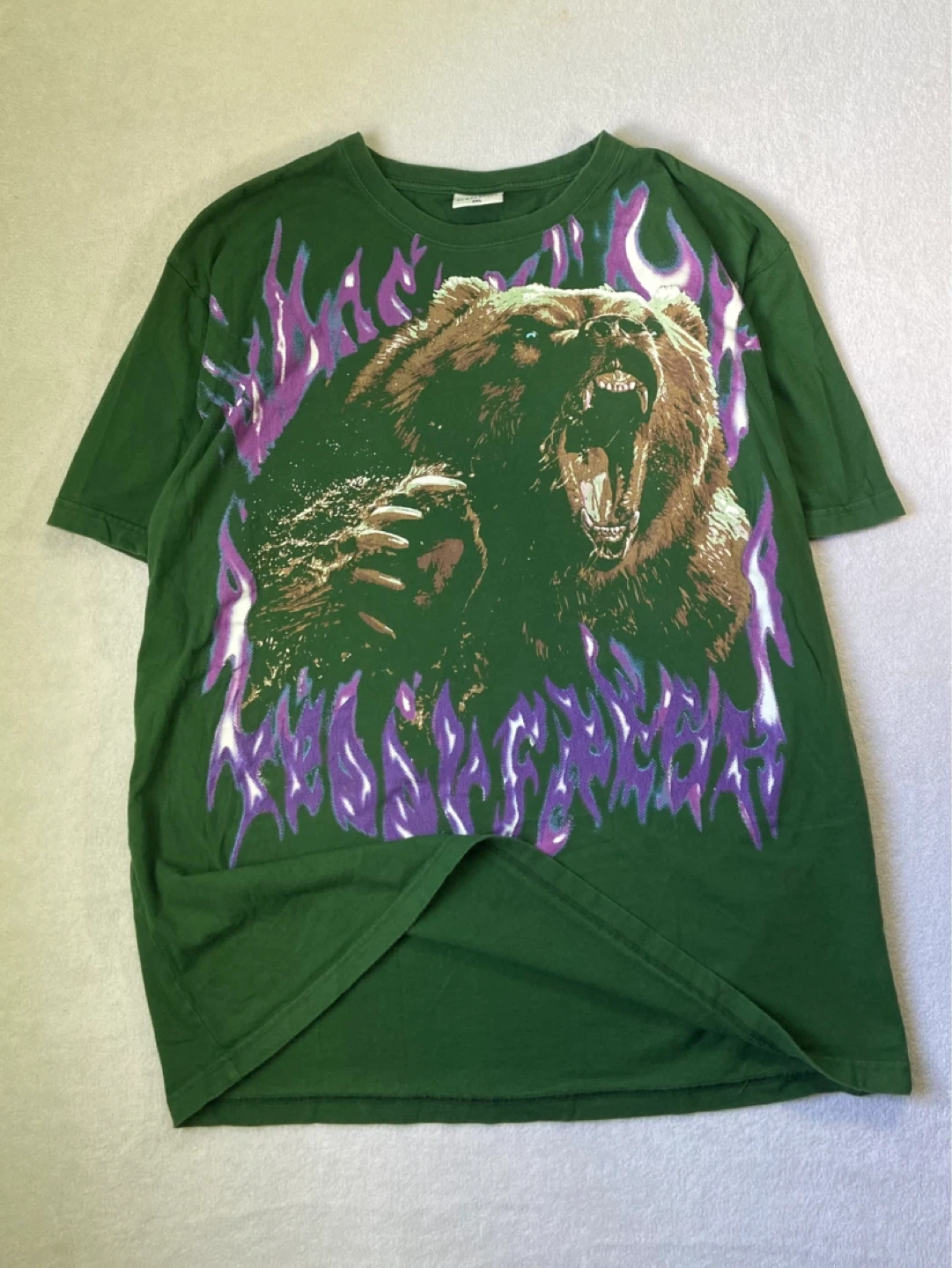 Teddy Fresh Green Bear Flame Graphic T-Shirt 2XL