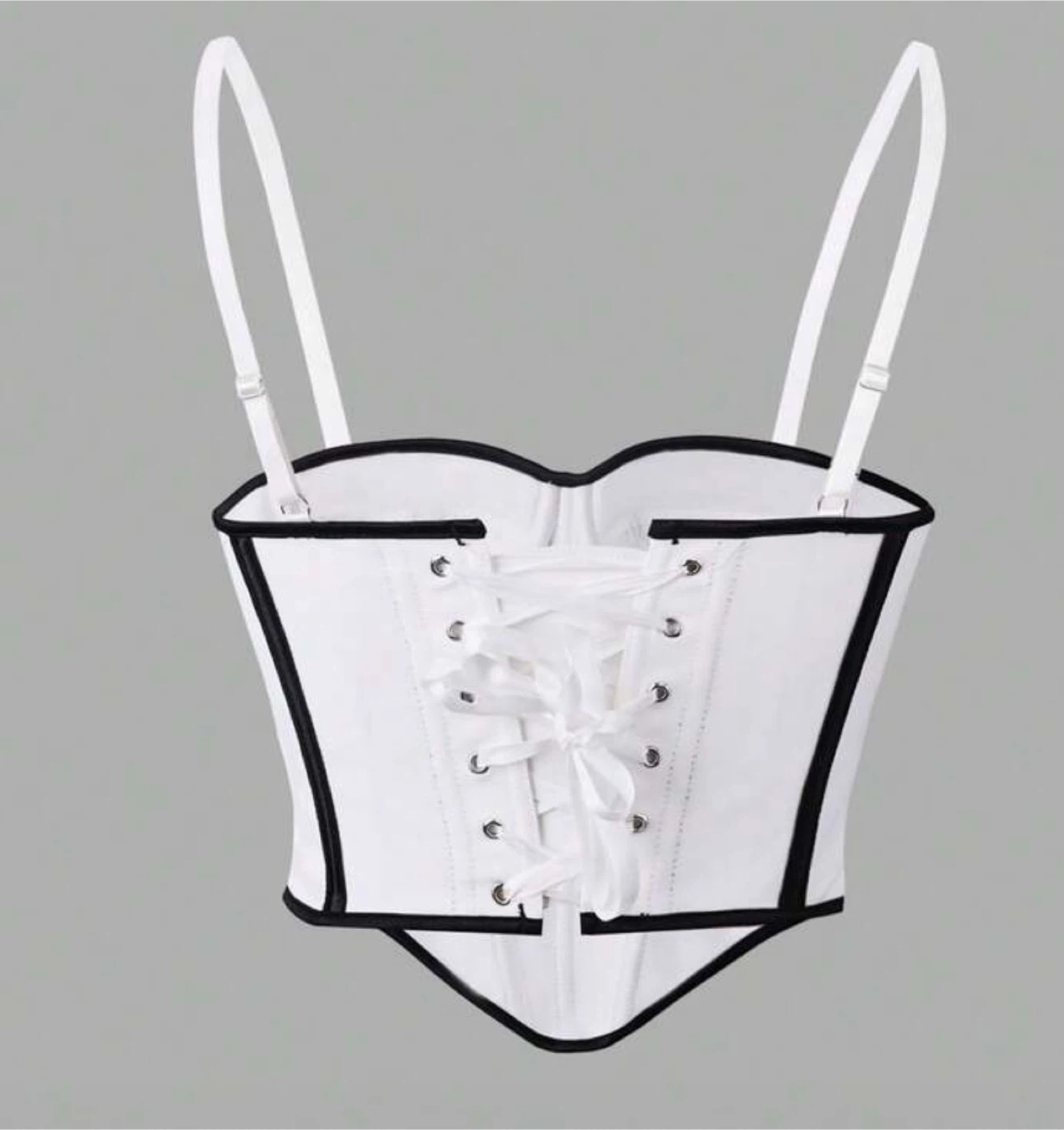 White Corset Top with Black Trim - photo 3