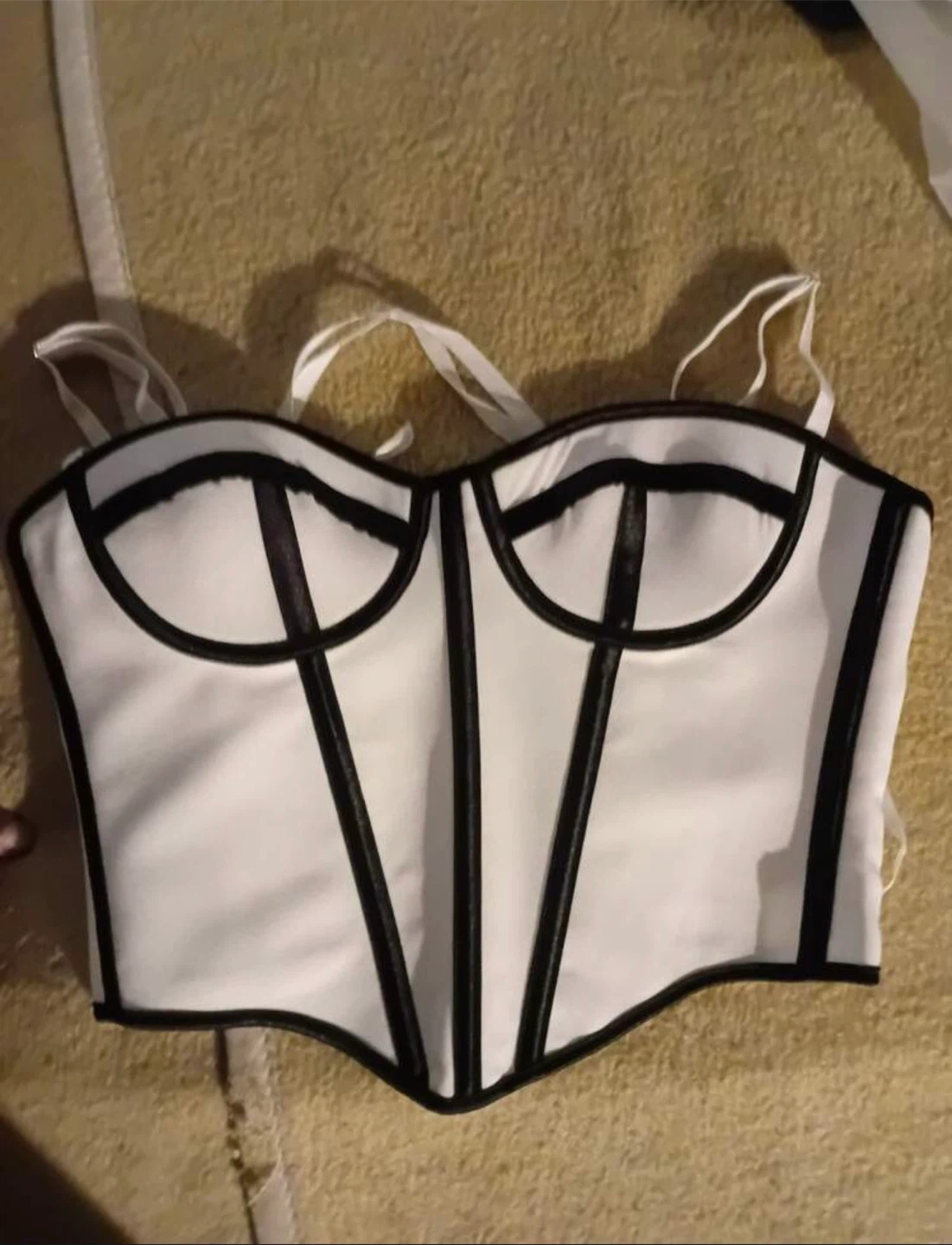 White Corset Top with Black Trim