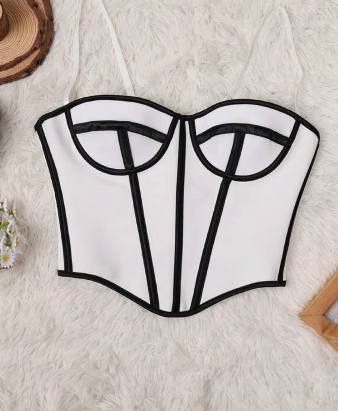 White Corset Top with Black Trim - photo 2
