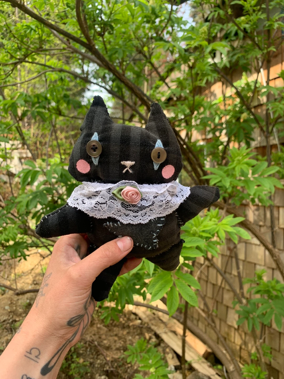 Handmade Black Cat Plush Toy - photo 2