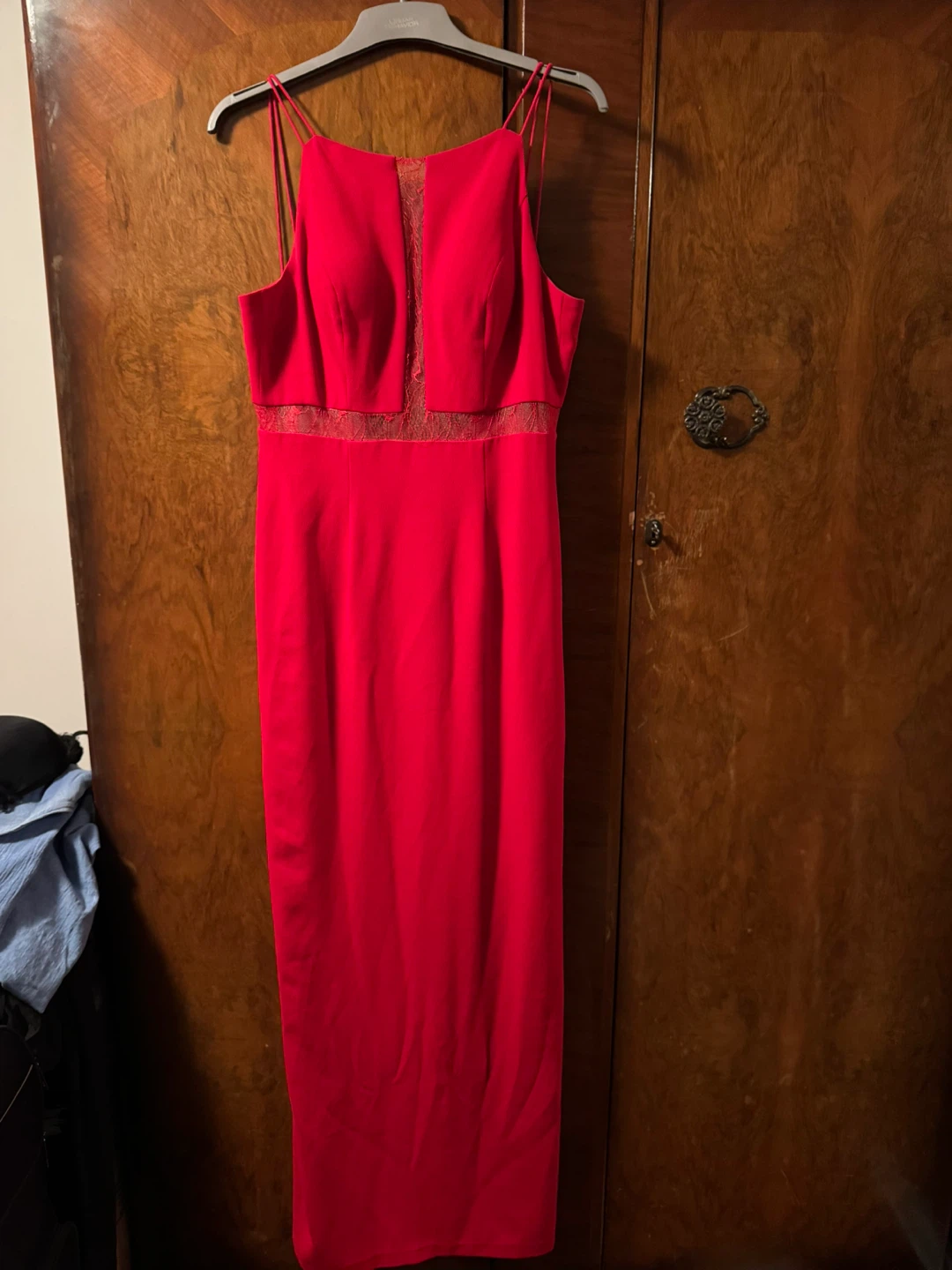 Women's Red Lace Detail Maxi Dress
