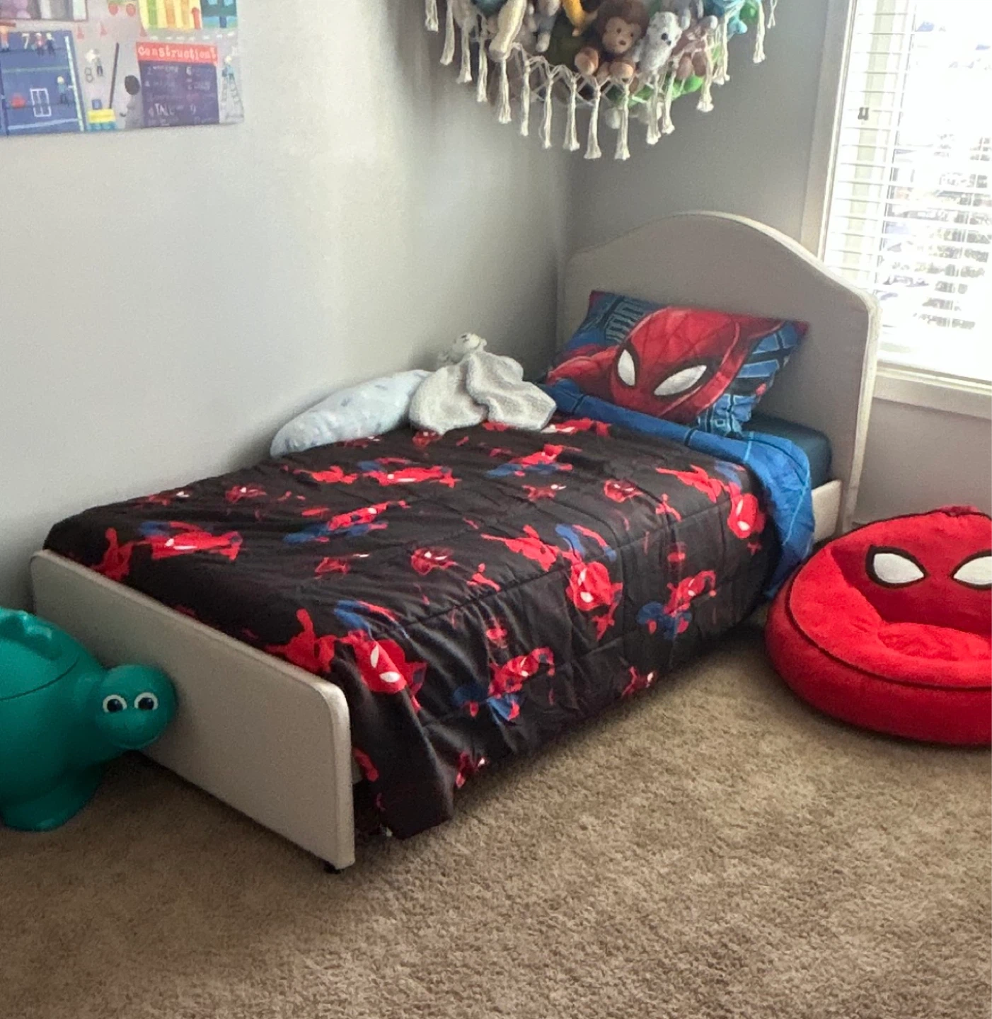 Twin bed + mattress + Spider-Man bed set