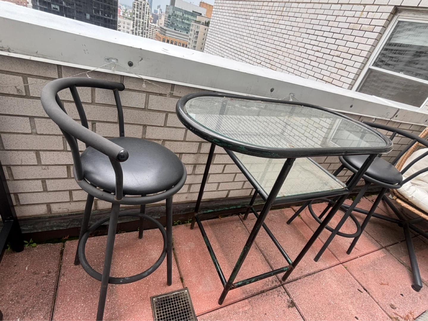 Glass Top Bistro Set with 2 Stools - photo 2