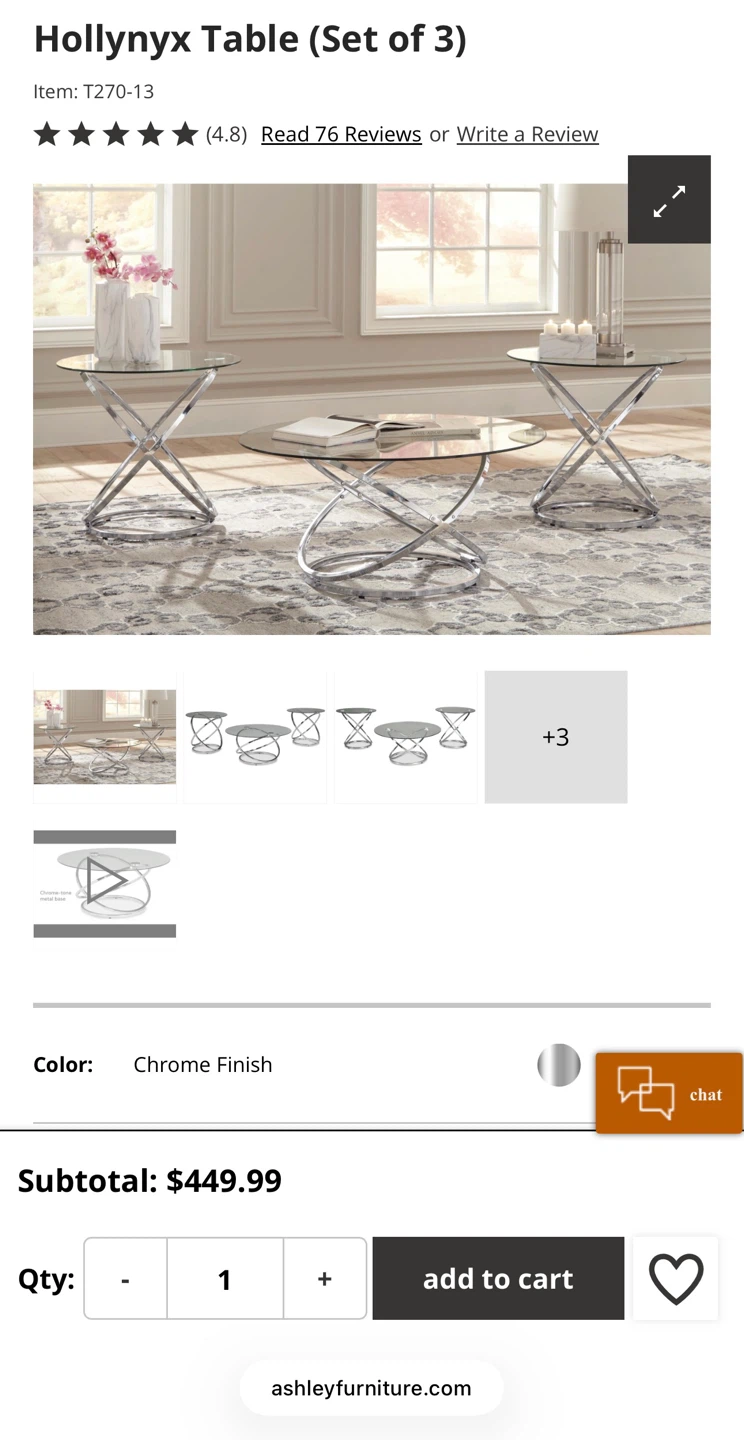 Hollynyx Table (Set of 3) - Chrome Finish