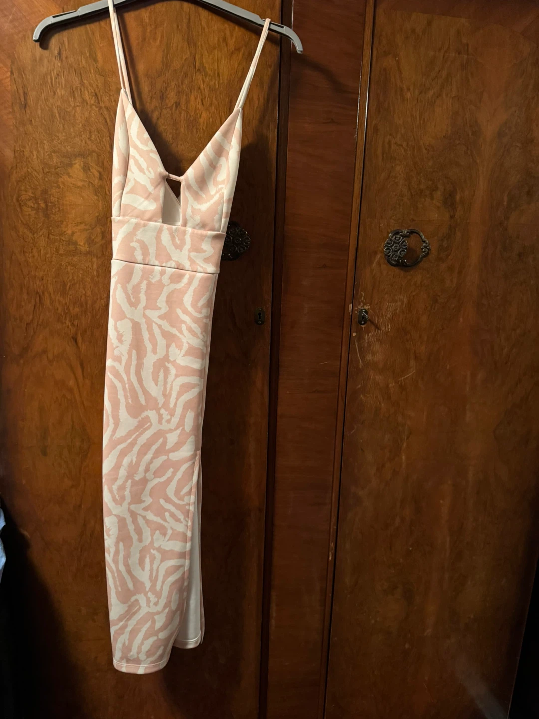 Pink and White Zebra Print Midi Dress