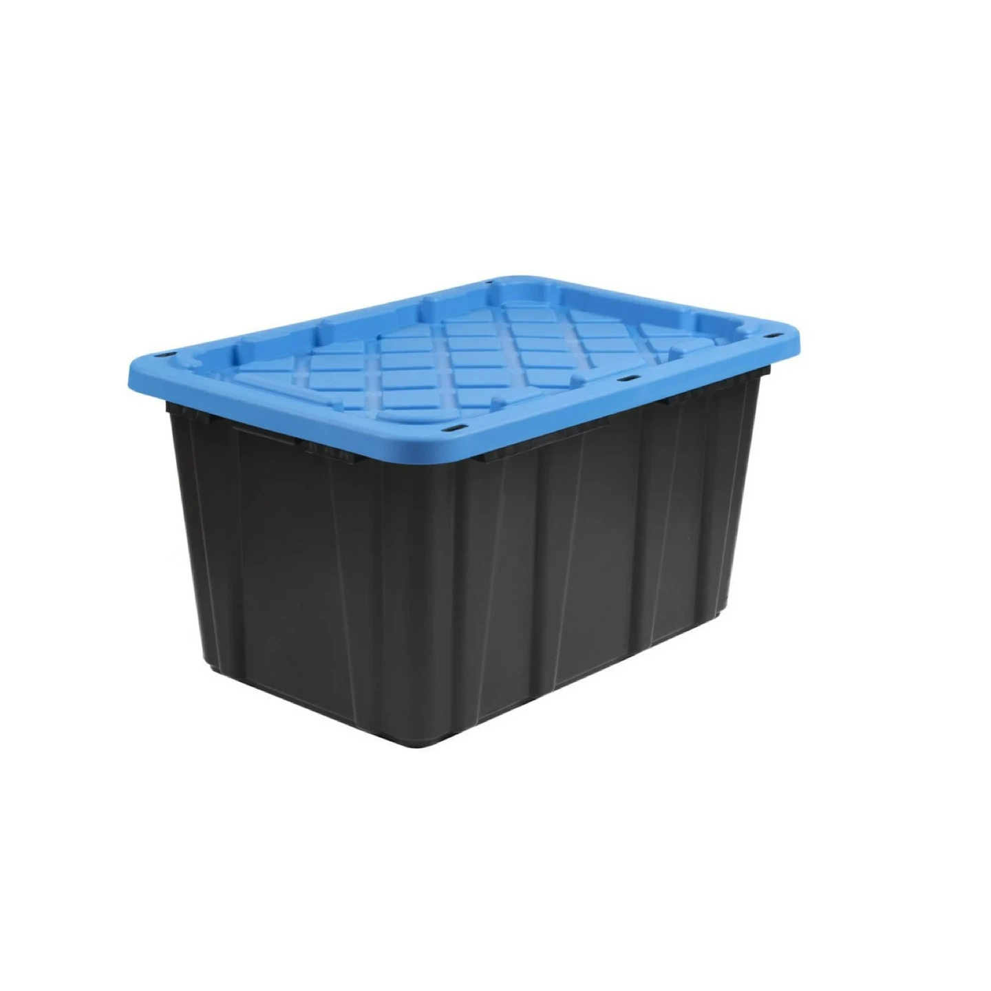 Black Storage Tote with Blue Lid